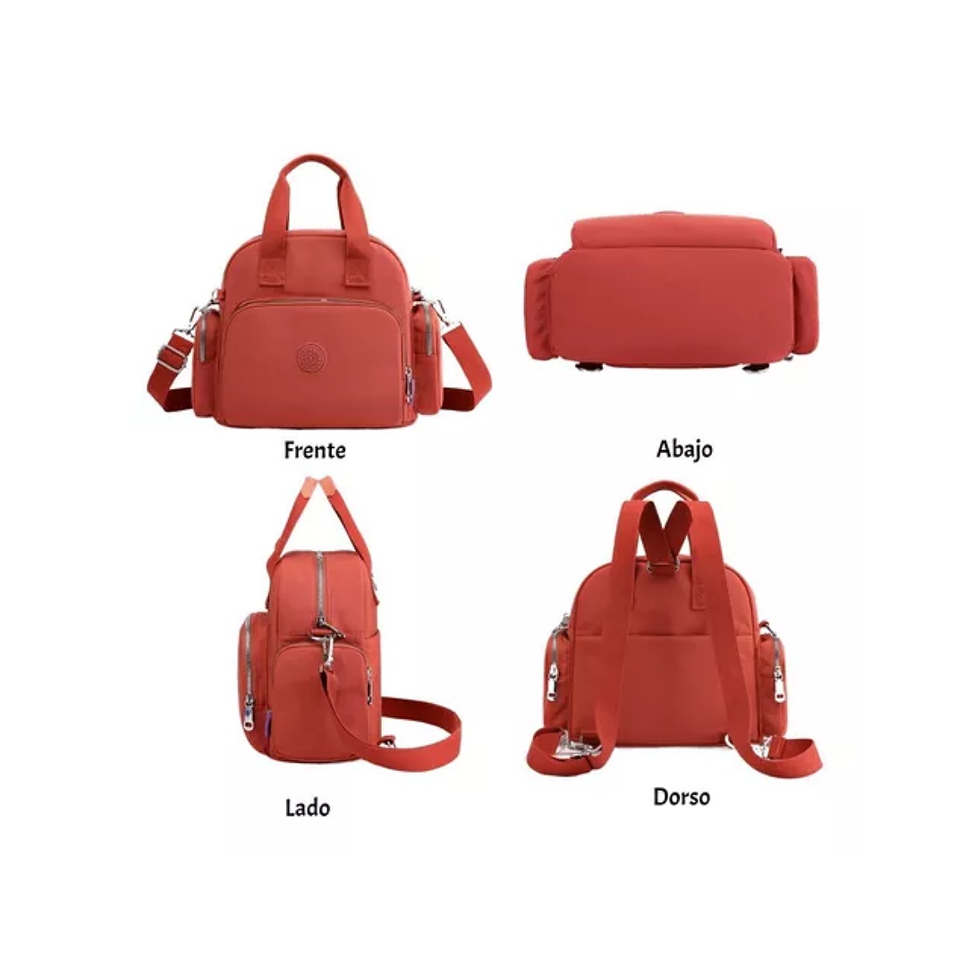 Mochila Bolso Mujer Nylon Multifuncional Con Usb P/ Viaje