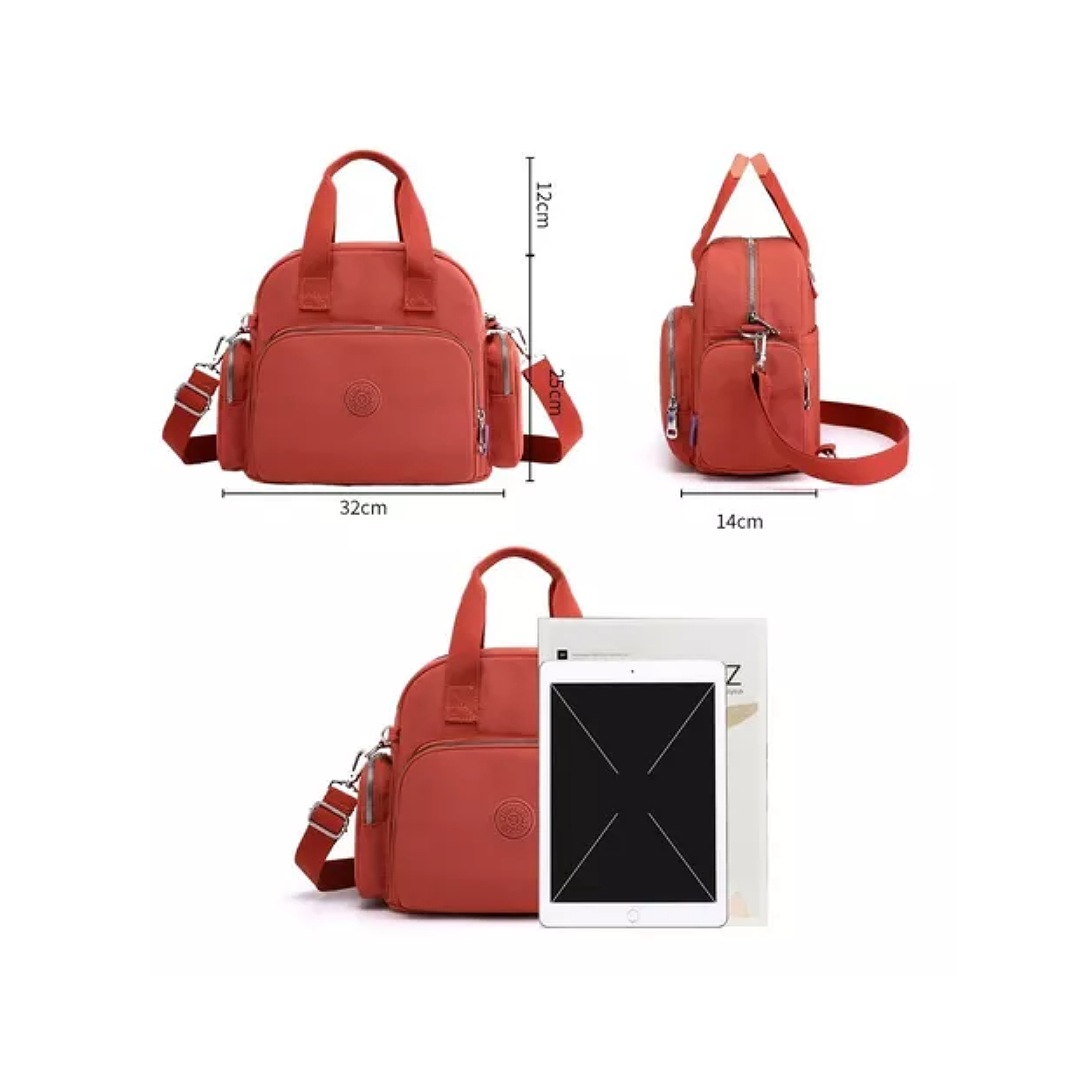 Mochila Bolso Mujer Nylon Multifuncional Con Usb P/ Viaje