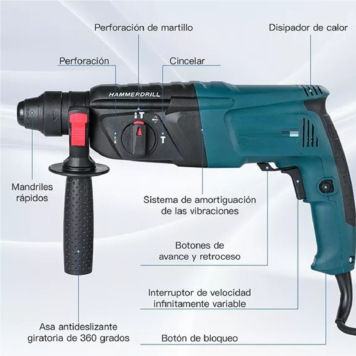 Rotomartillo Cincelador Martillo Perforador Sds 800w