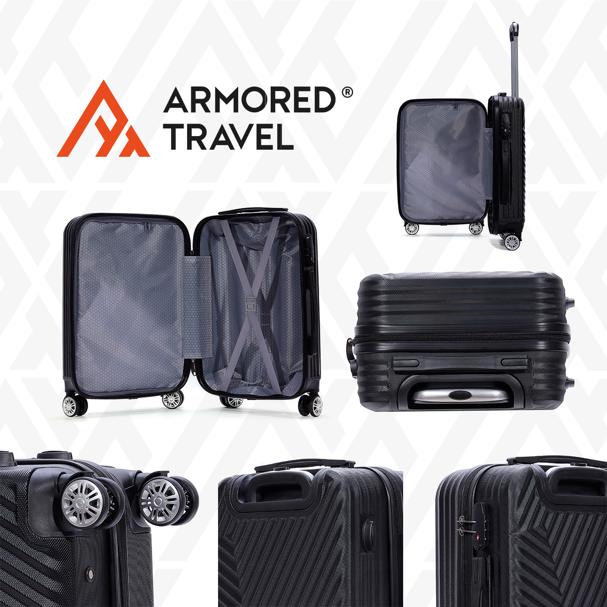 Maletas de viaje Rígidas set kit ABS doble calibre candado TSA LOCK Armored travel - Negro