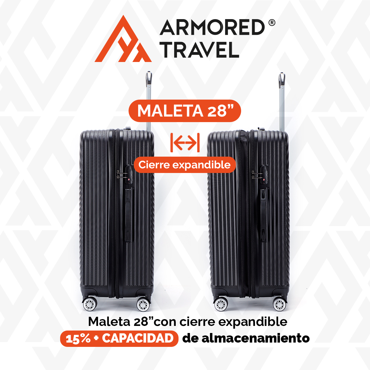 Maletas de viaje Rígidas set kit ABS doble calibre candado TSA LOCK Armored travel - Negro