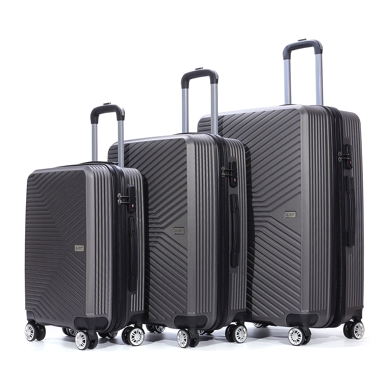 Kit de 2 maletas de viaje pequeñas, ruedas dobles, candado de color crema