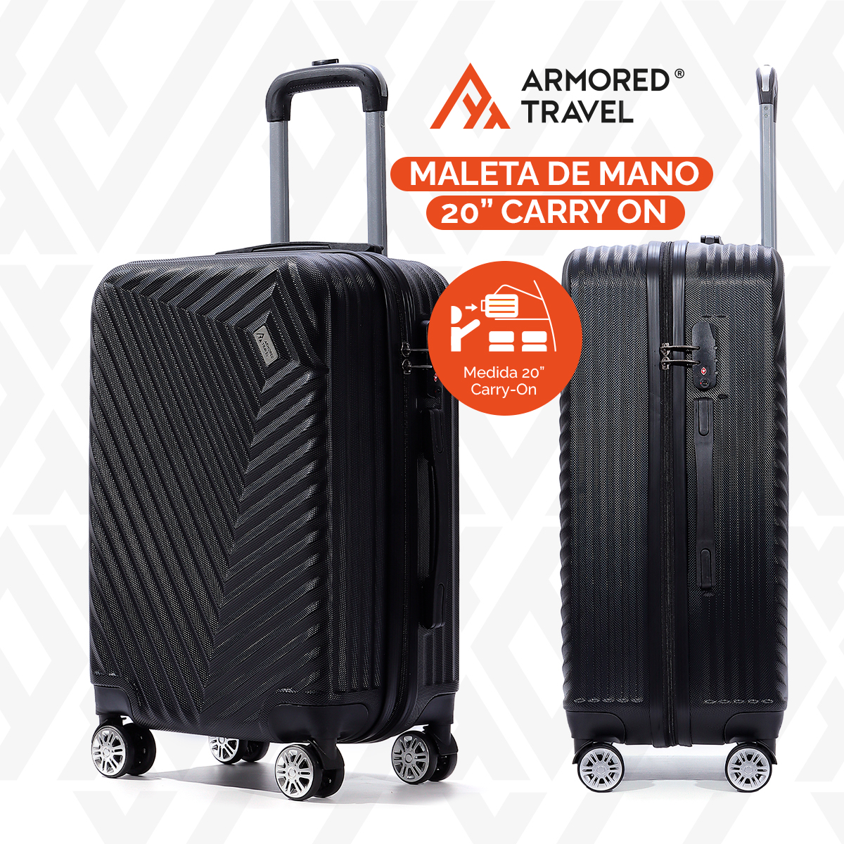 Maletas de viaje Rígidas set kit ABS doble calibre candado TSA LOCK Armored travel - Negro