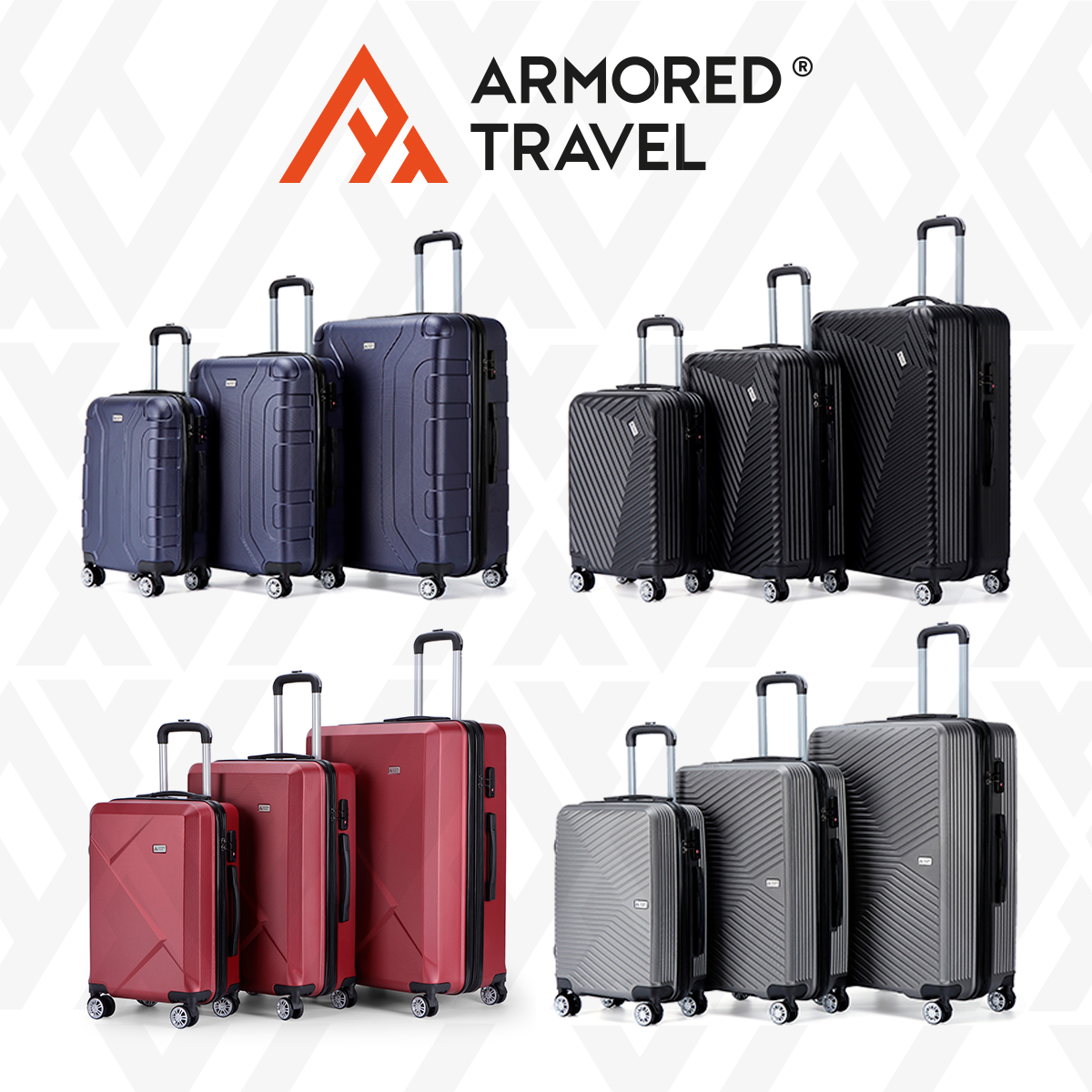 Maletas de viaje Rígidas set kit ABS doble calibre candado TSA LOCK Armored travel - Negro