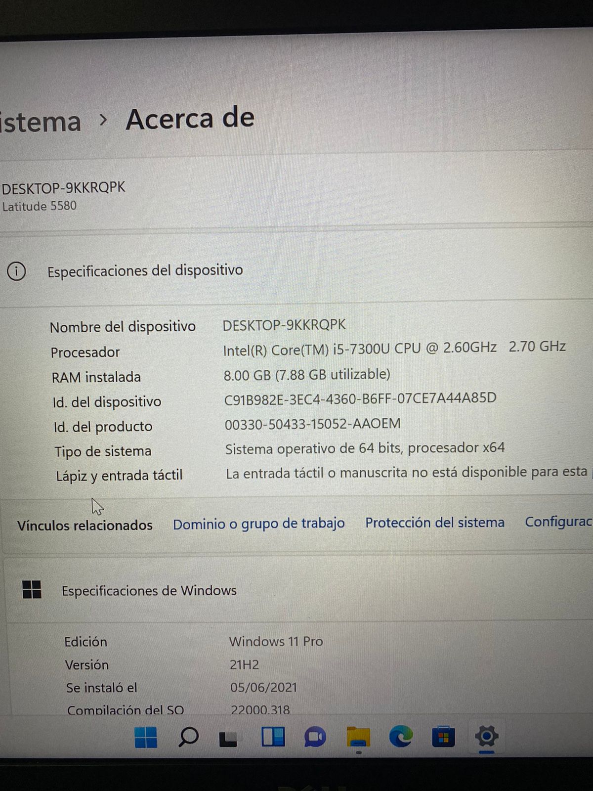 Laptop Dell Latitude 5580 Core I5 7ma 8gb Ram 512gb NVMe Cam