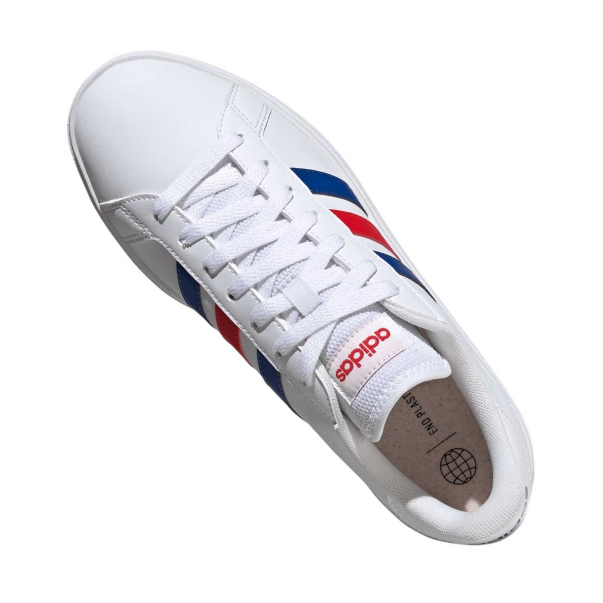 Tenis Adidas Grand Court 2.0 Lifestyle Blanco con Azul Rojo Hombre Originales GW9252