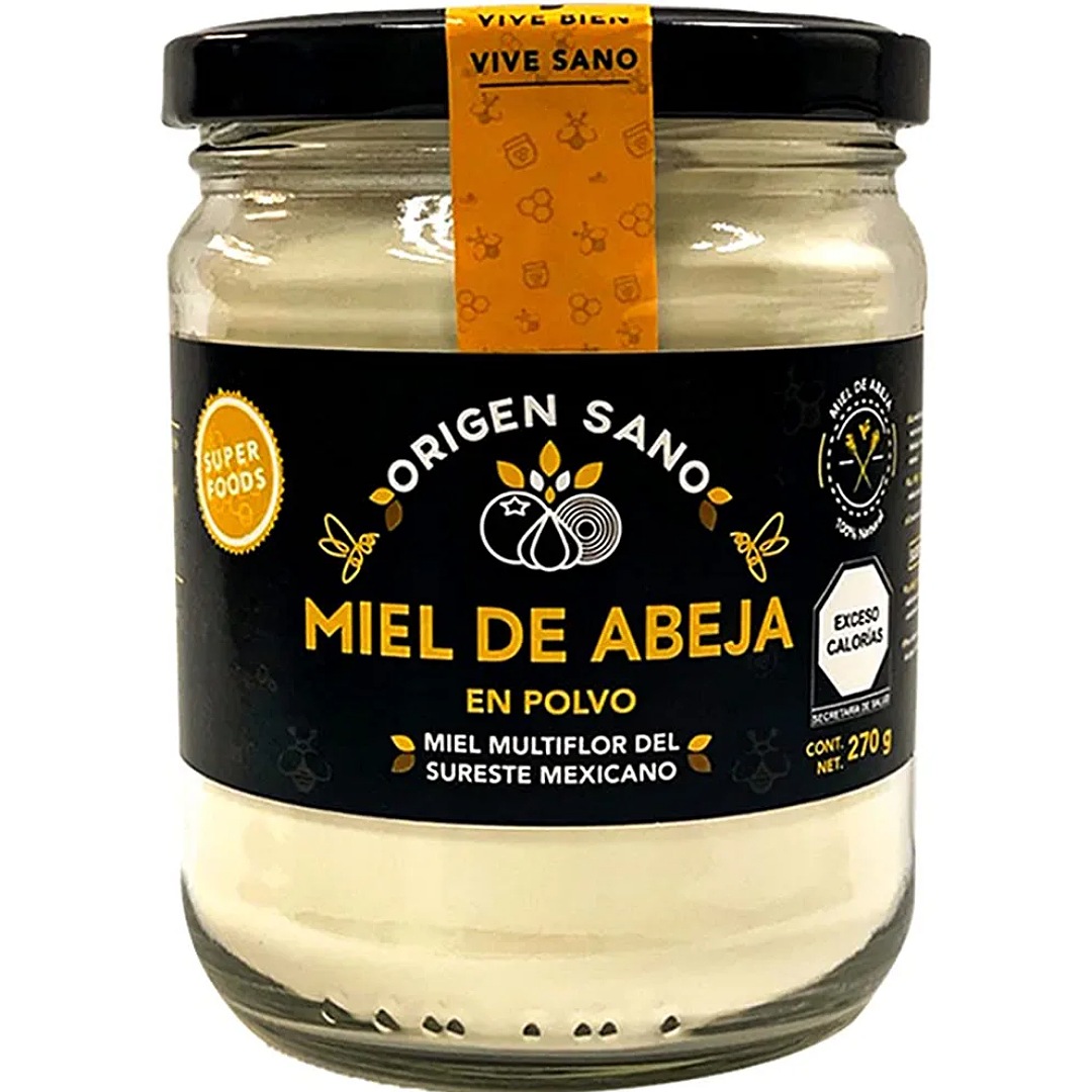 Origen Sano | Miel de Abeja Natural en Polvo | Miel de Abeja Deshidratada | 270 g | 1 pz