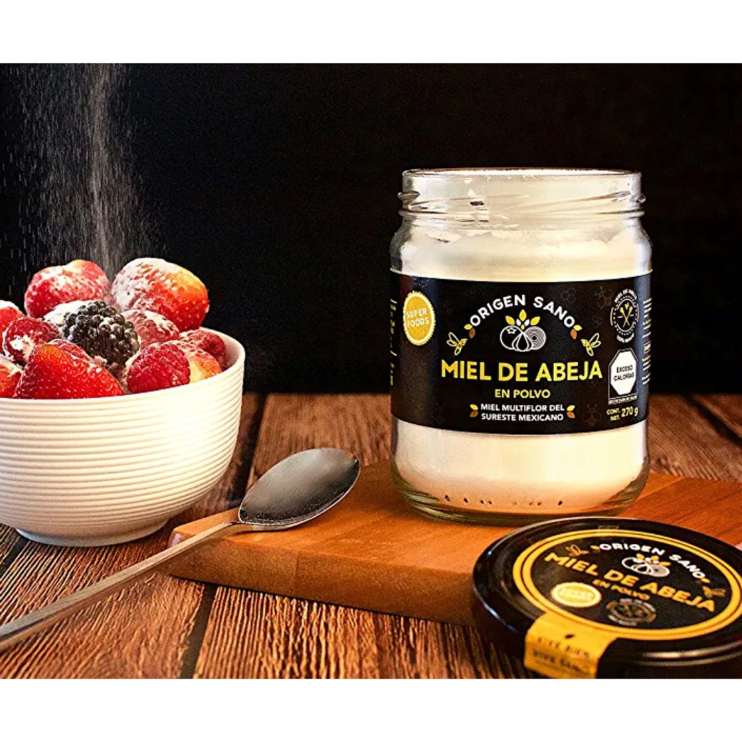 Origen Sano | Miel de Abeja Natural en Polvo | Miel de Abeja Deshidratada | 270 g | 1 pz