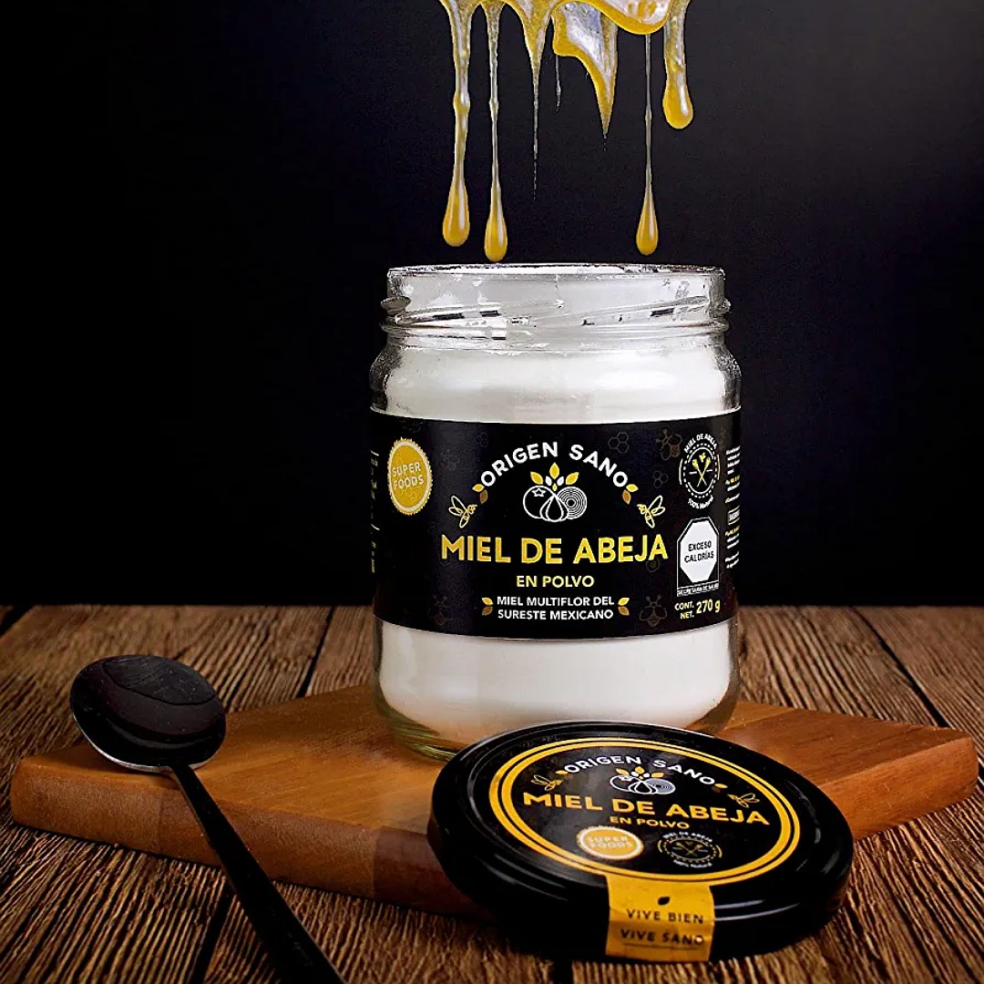 Origen Sano | Miel de Abeja Natural en Polvo | Miel de Abeja Deshidratada | 270 g | 1 pz