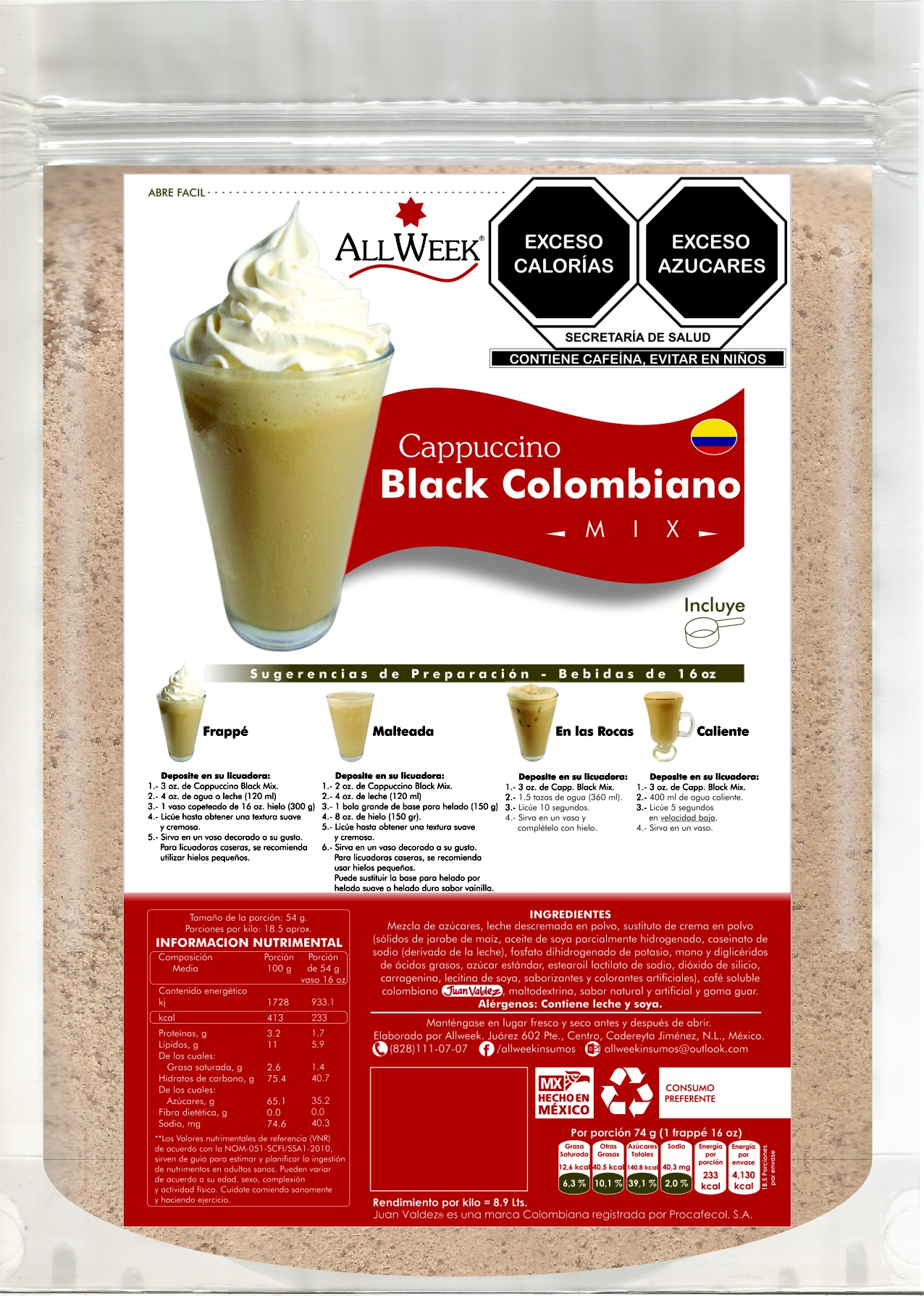 Cappuccino Black Colombiano 1kg (frappé Mix/ Base Polvo)