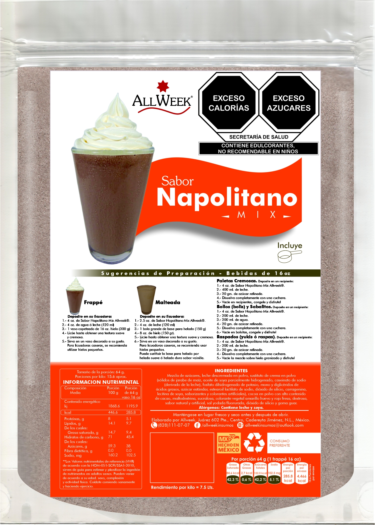 Sabor Napolitano 1kg (frappé Mix/ Base Polvo)
