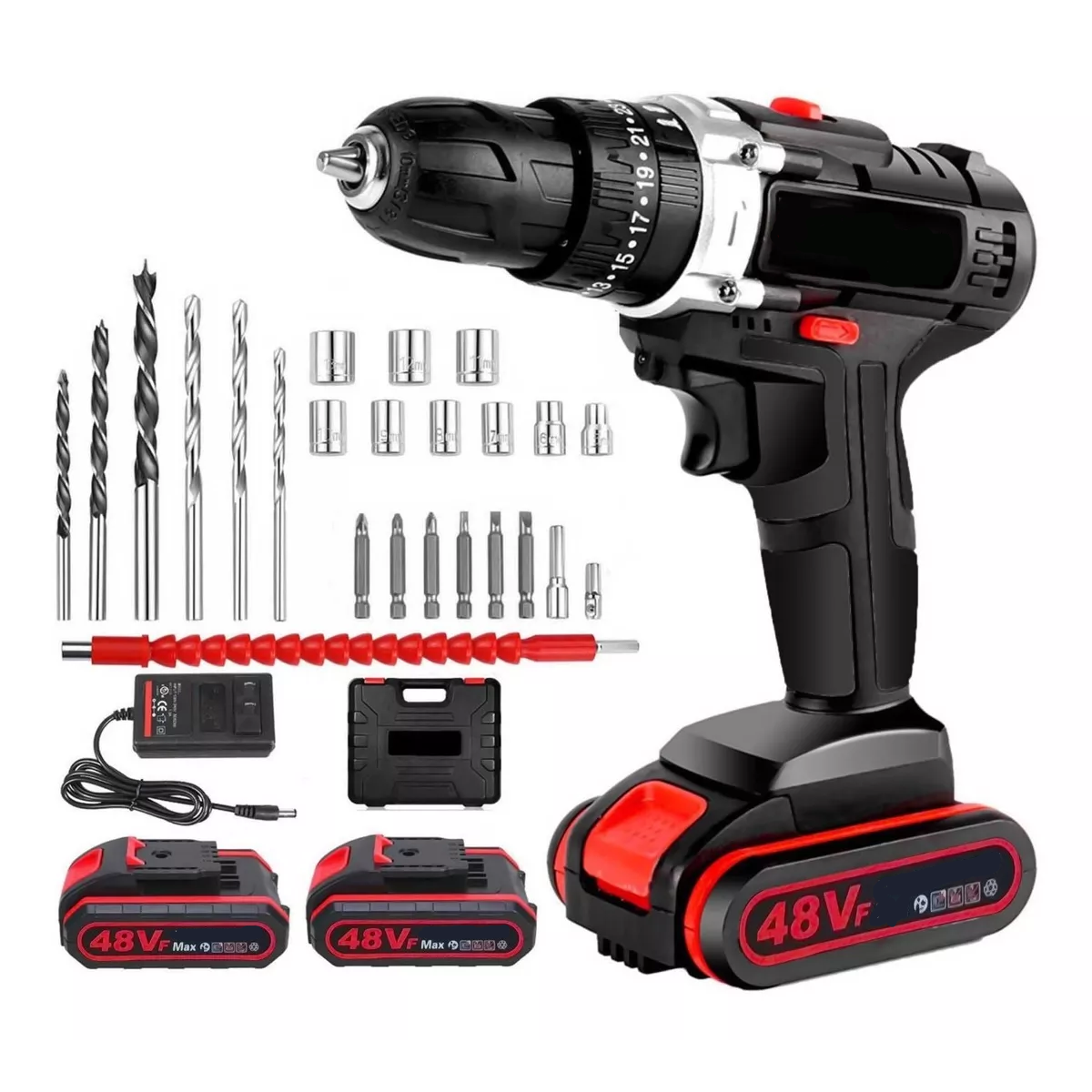 Taladro Eléctrico Inalámbrico Impacto 48v 1200rpm Negro