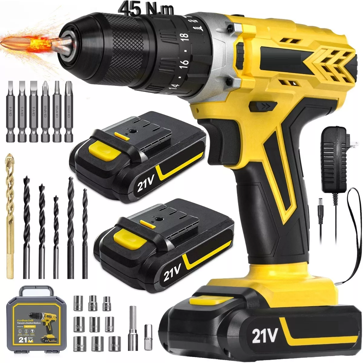 Taladro Inalámbrico Impacto Rotomartillo  2batería 21v