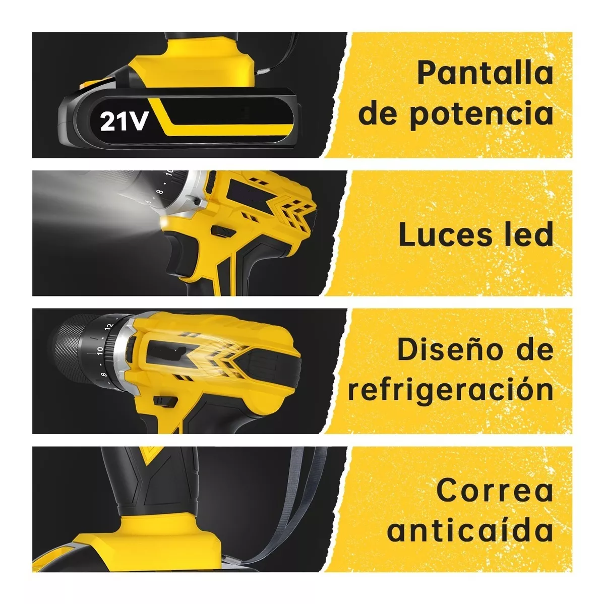 Taladro Inalámbrico Impacto Rotomartillo  2batería 21v