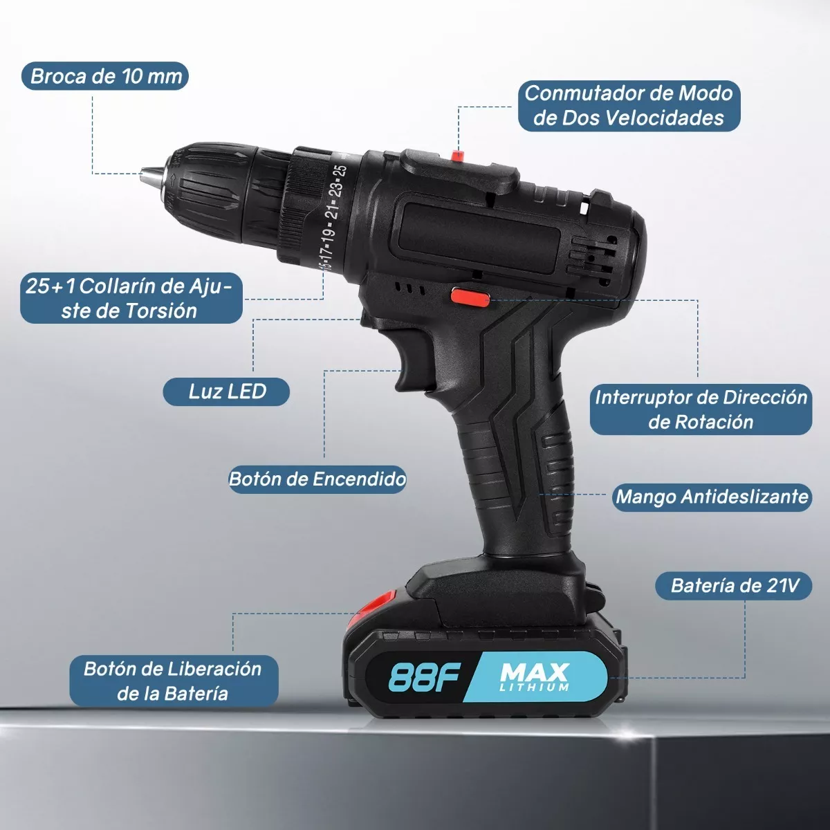 Kit 3 En 1 Taladros Inalambricos Atornillador Eléctrico 