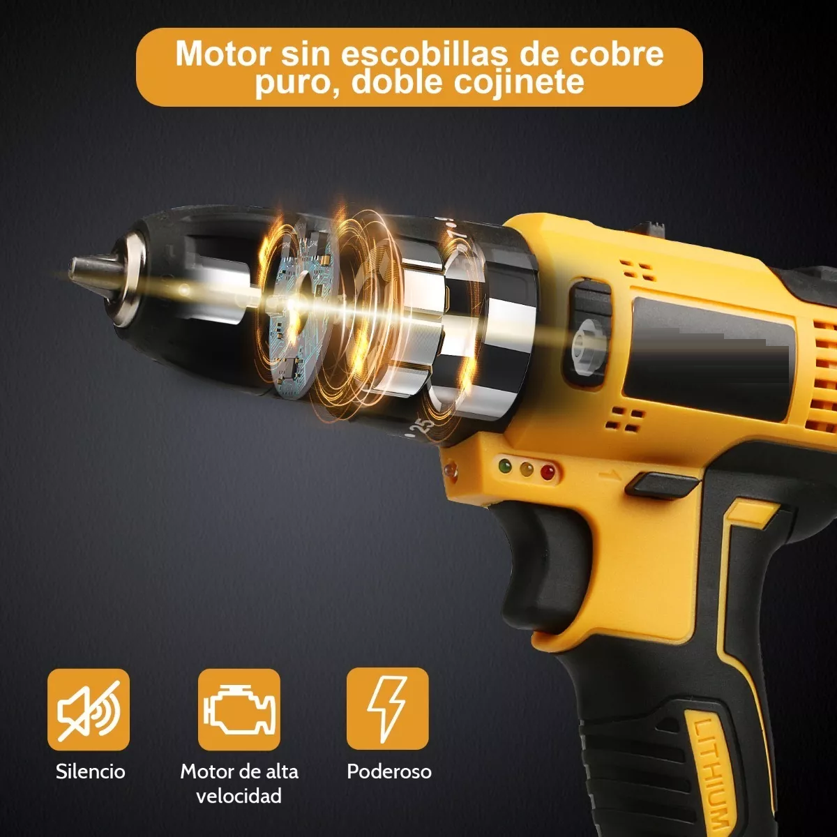 Taladro Rotomartillo Con Motor Sin Escobillas Con 2 Baterías