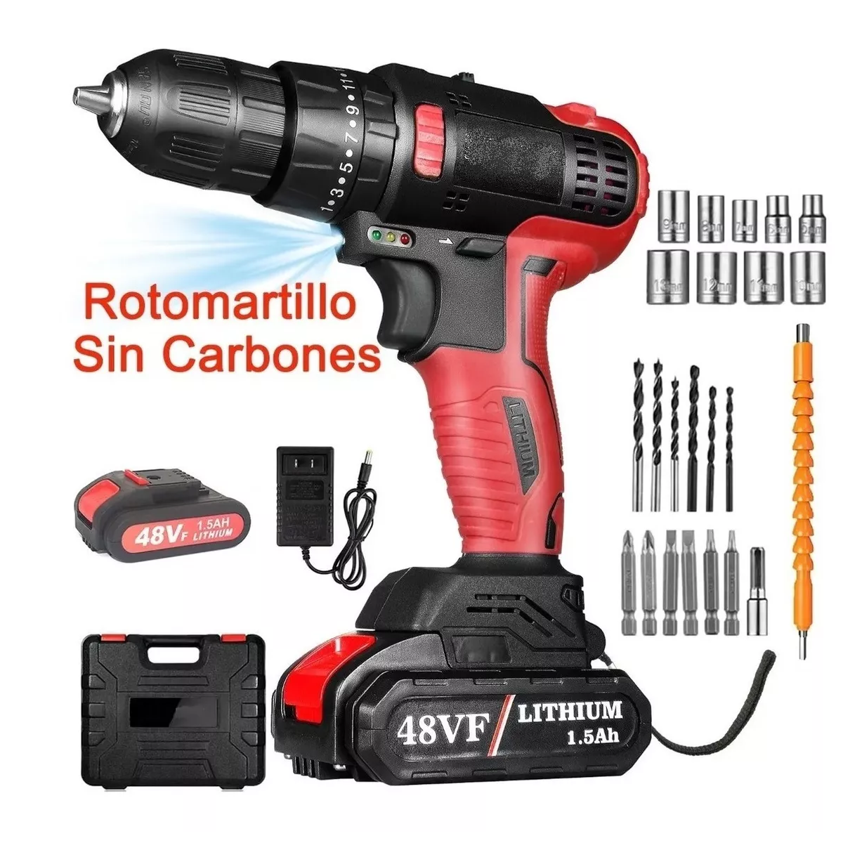 Taladro Rotomartillo Sin Carbón Con Batería De Litio Maletín