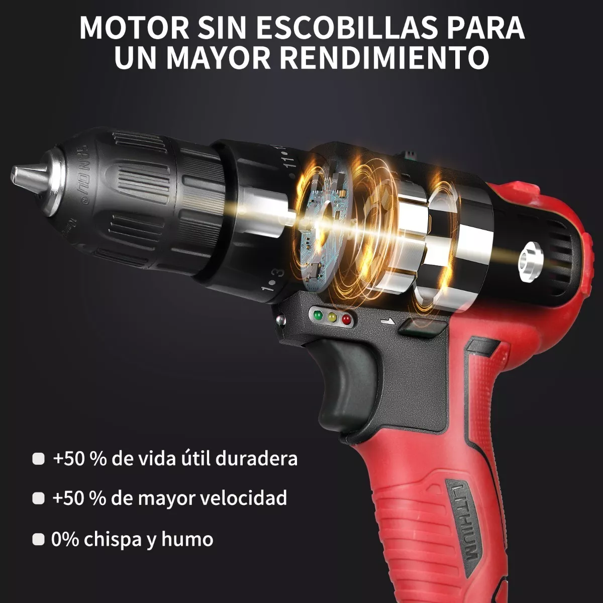 Taladro Rotomartillo Sin Carbón Con Batería De Litio Maletín