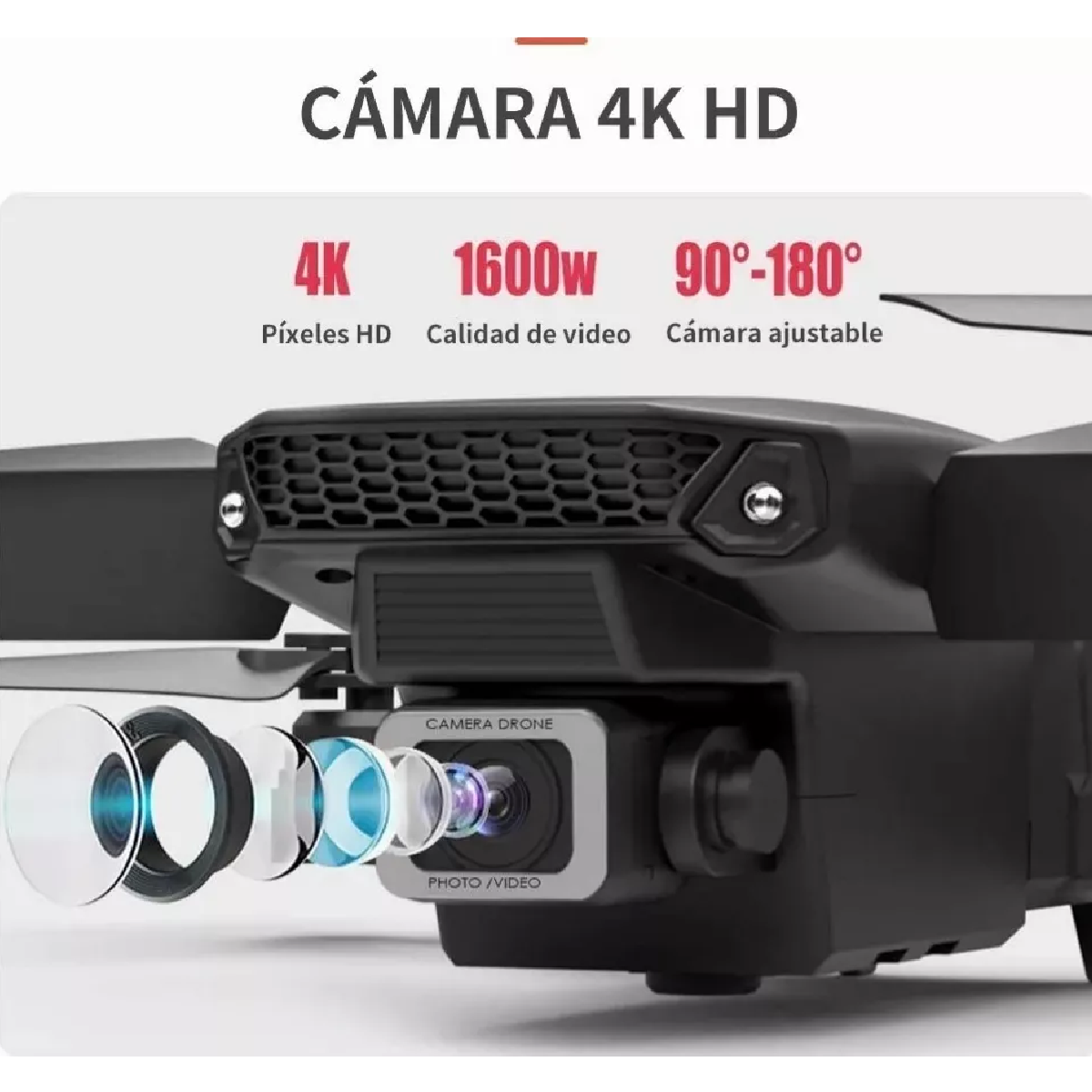 Control Remoto Drone Con Par Cámara 4k Quadcopter + 2batería