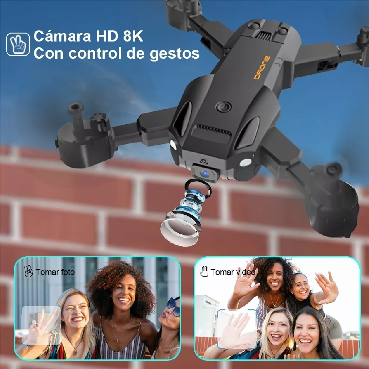 Mini Dron Recargable Con 8k Cámara Doble Y 2 Baterías
