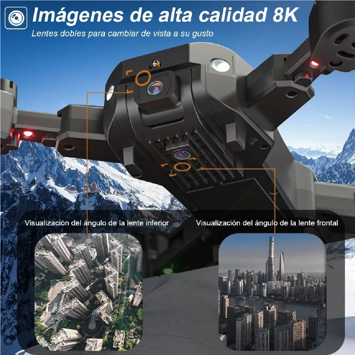 Mini Dron Recargable Con 8k Cámara Doble Y 2 Baterías