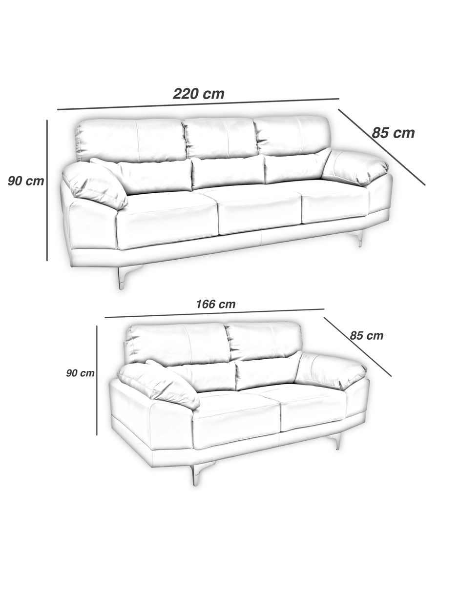 Sala de Piel Genuina Sofa y Love Seat  Lisboa Color Marfil - ConfortoPiel