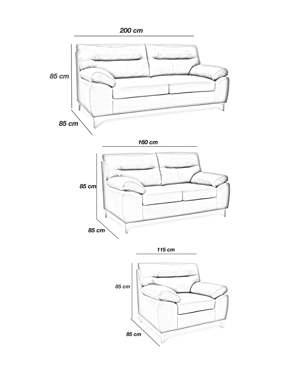 Sala de Piel Genuina Sofa,Love y Sillón Isabela Color Chocolate - ConfortoPiel