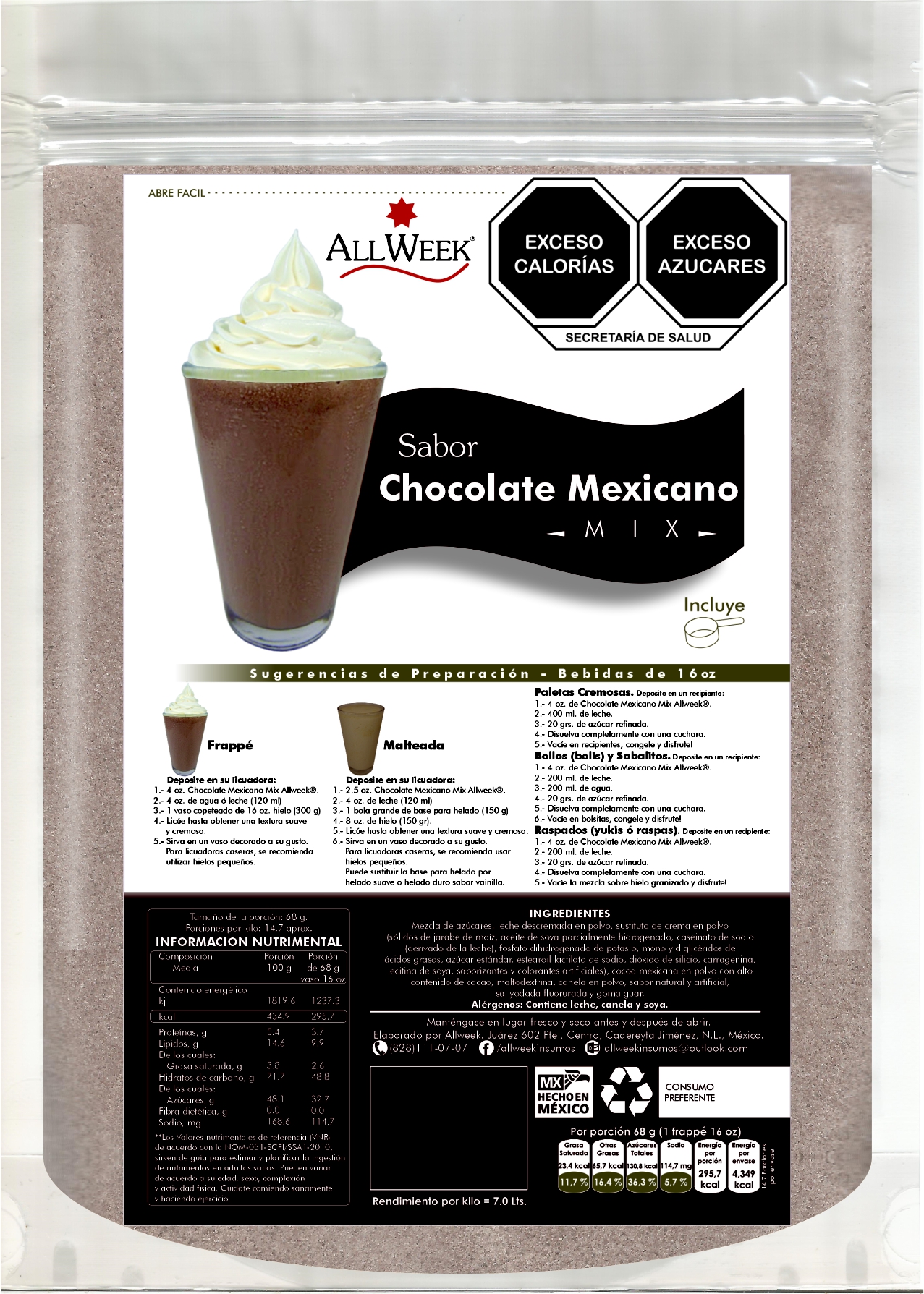 Chocolate Mexicano 1kg (frappé Mix/ Base Polvo)