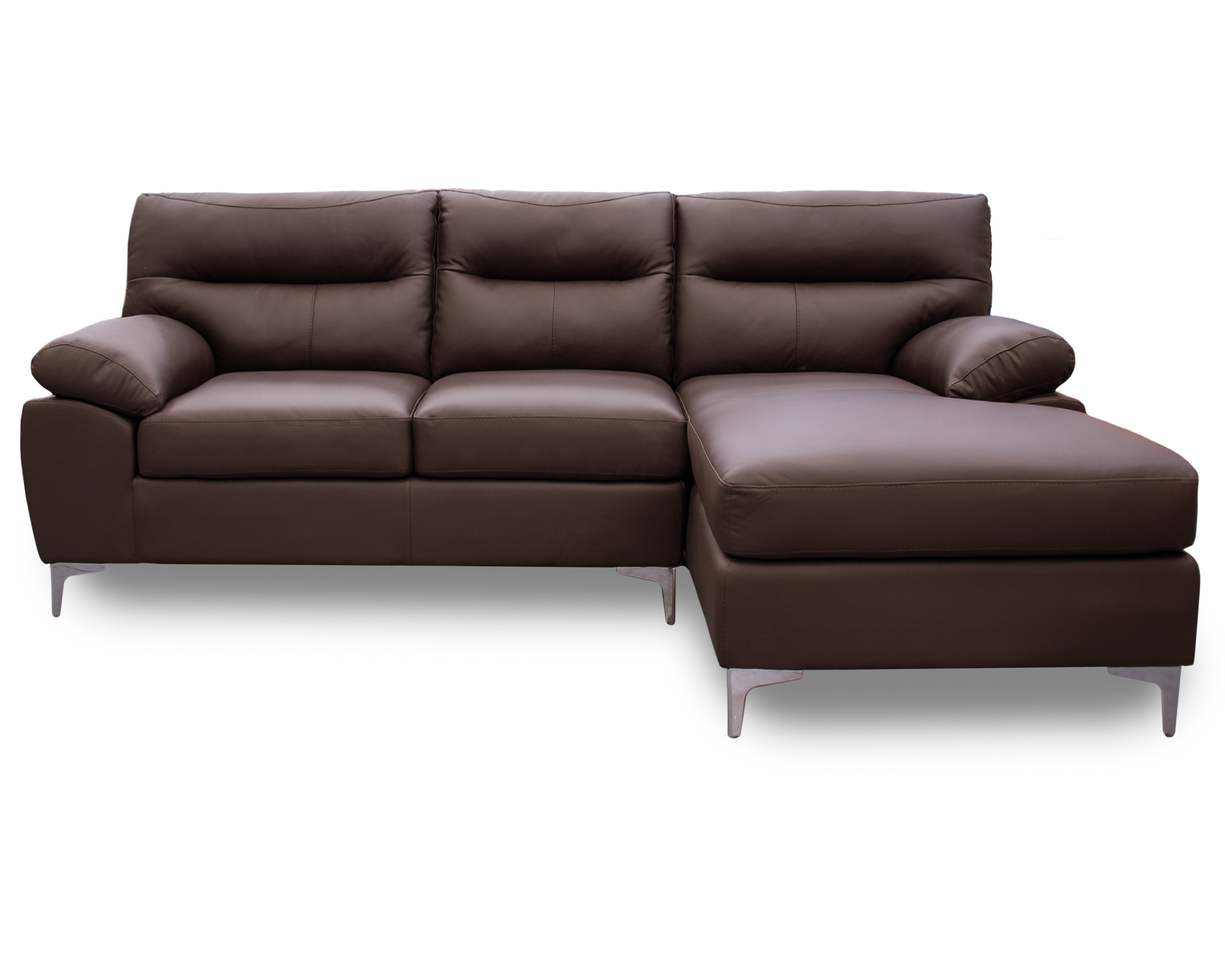 Sala de Piel Genuina Esquinera Derecha Sofa y Cheise Isabela Color Chocolate- ConfortoPiel