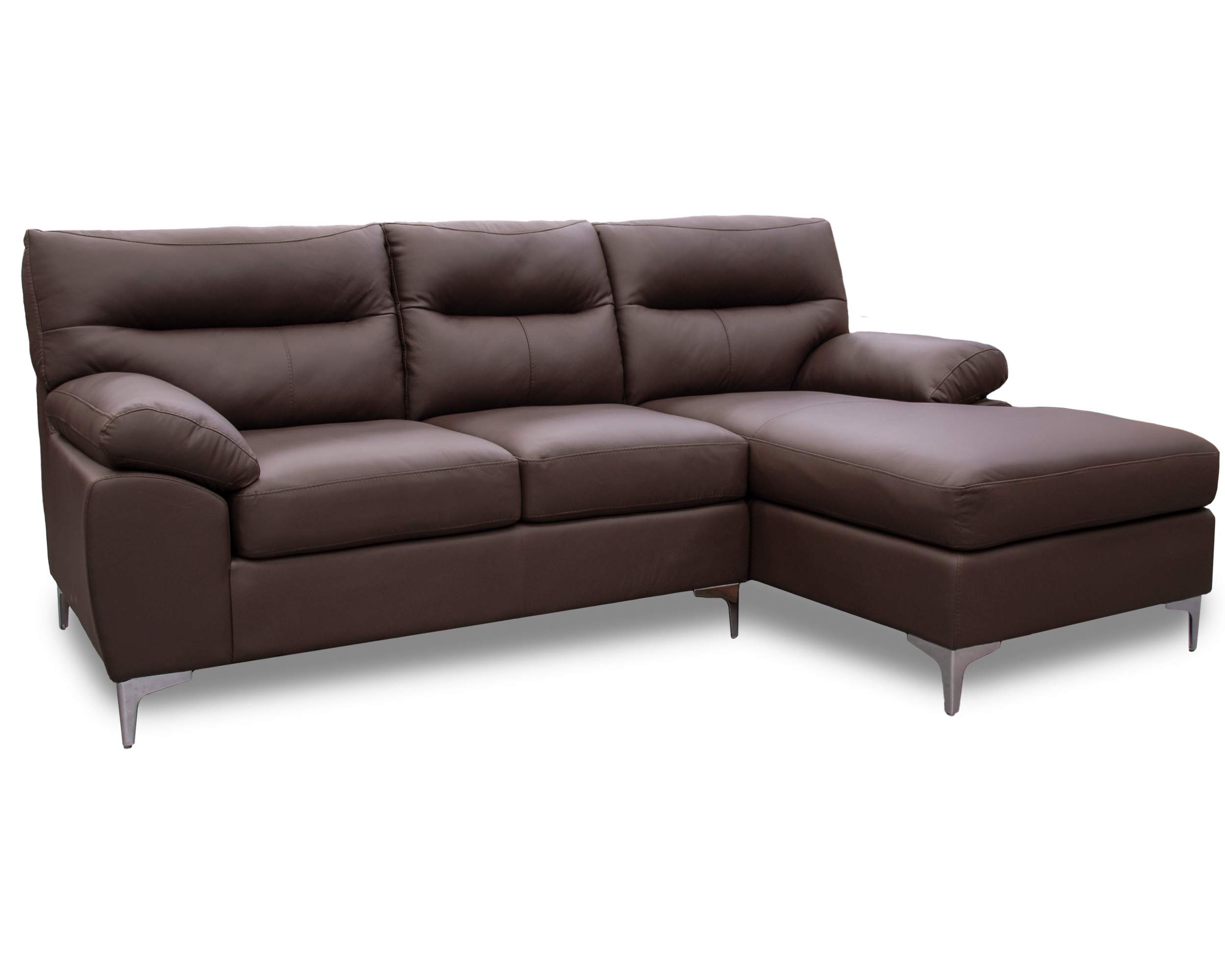 Sala de Piel Genuina Esquinera Derecha Sofa y Cheise Isabela Color Chocolate- ConfortoPiel