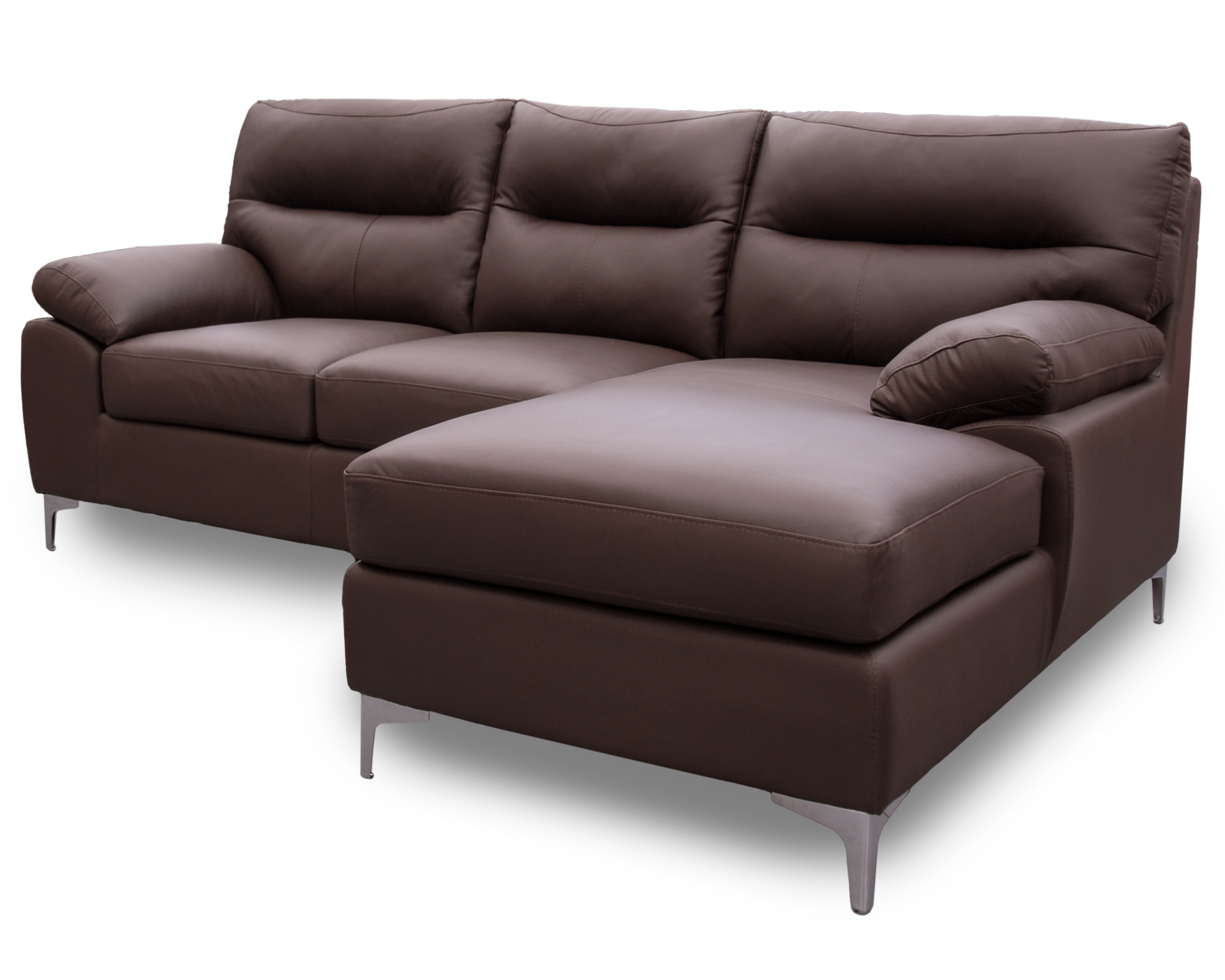 Sala de Piel Genuina Esquinera Derecha Sofa y Cheise Isabela Color Chocolate- ConfortoPiel