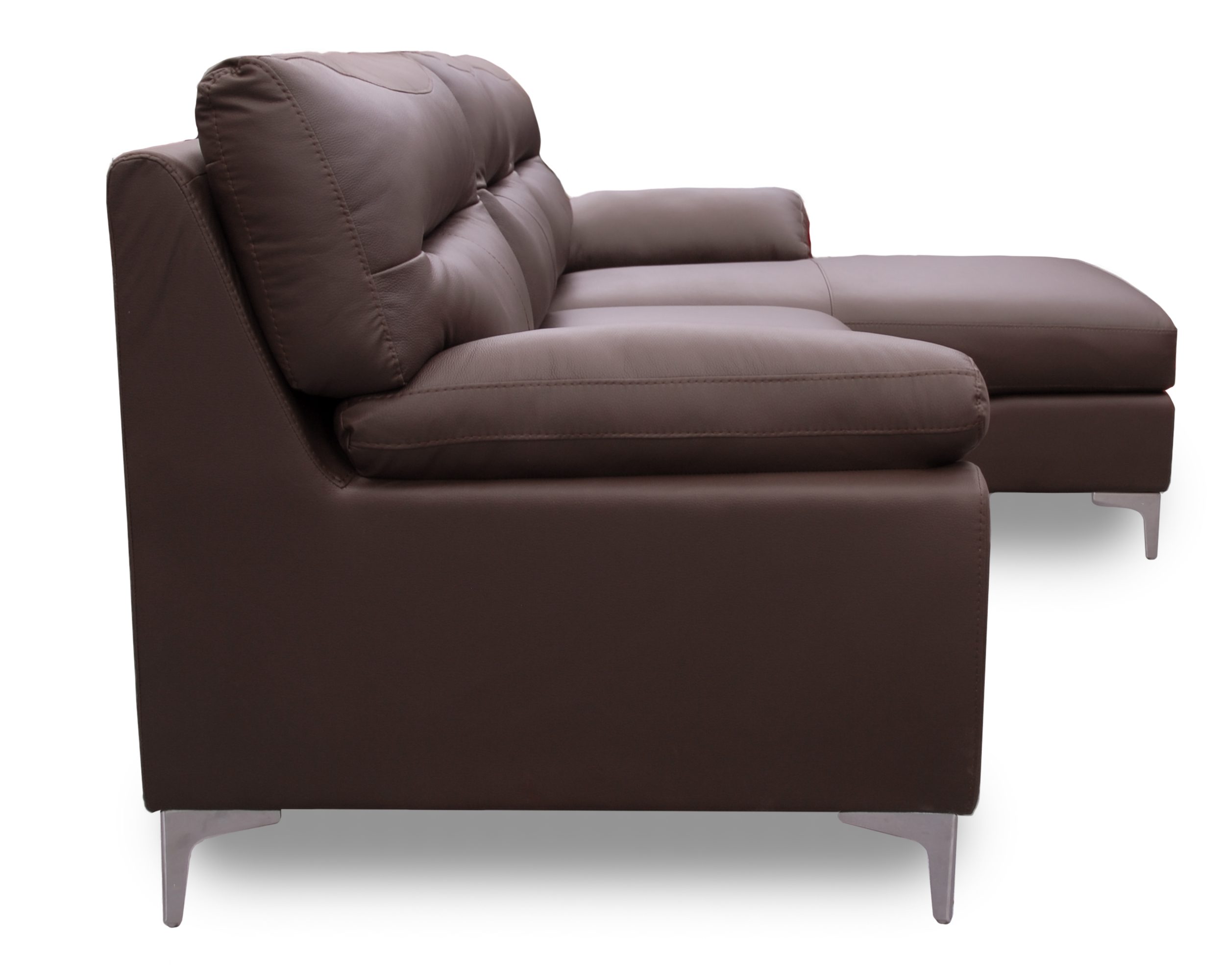 Sala de Piel Genuina Esquinera Derecha Sofa y Cheise Isabela Color Chocolate- ConfortoPiel