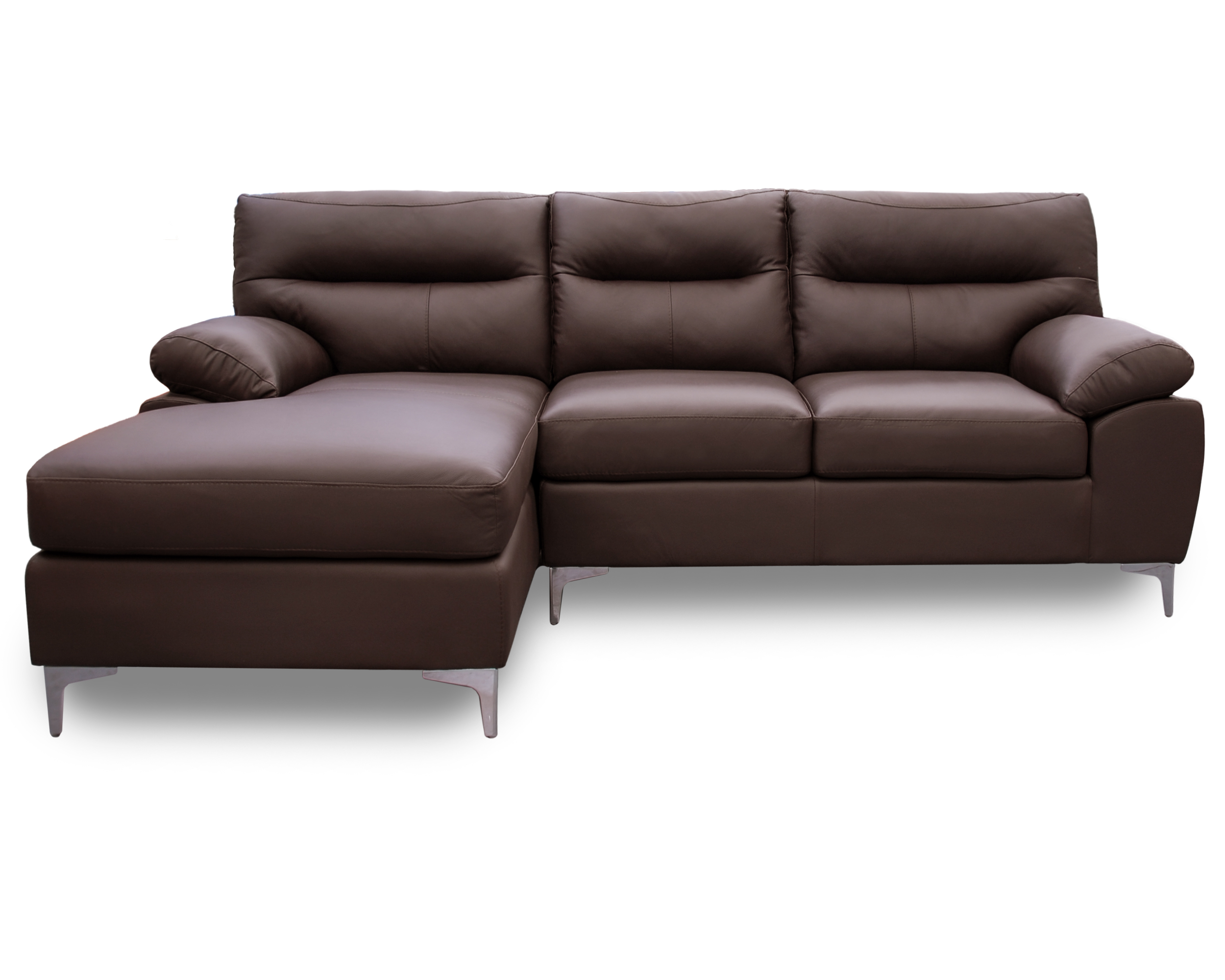 Sala de Piel Genuina Esquinera Izquierda Sofa y Cheise Isabela Color Chocolate- ConfortoPiel