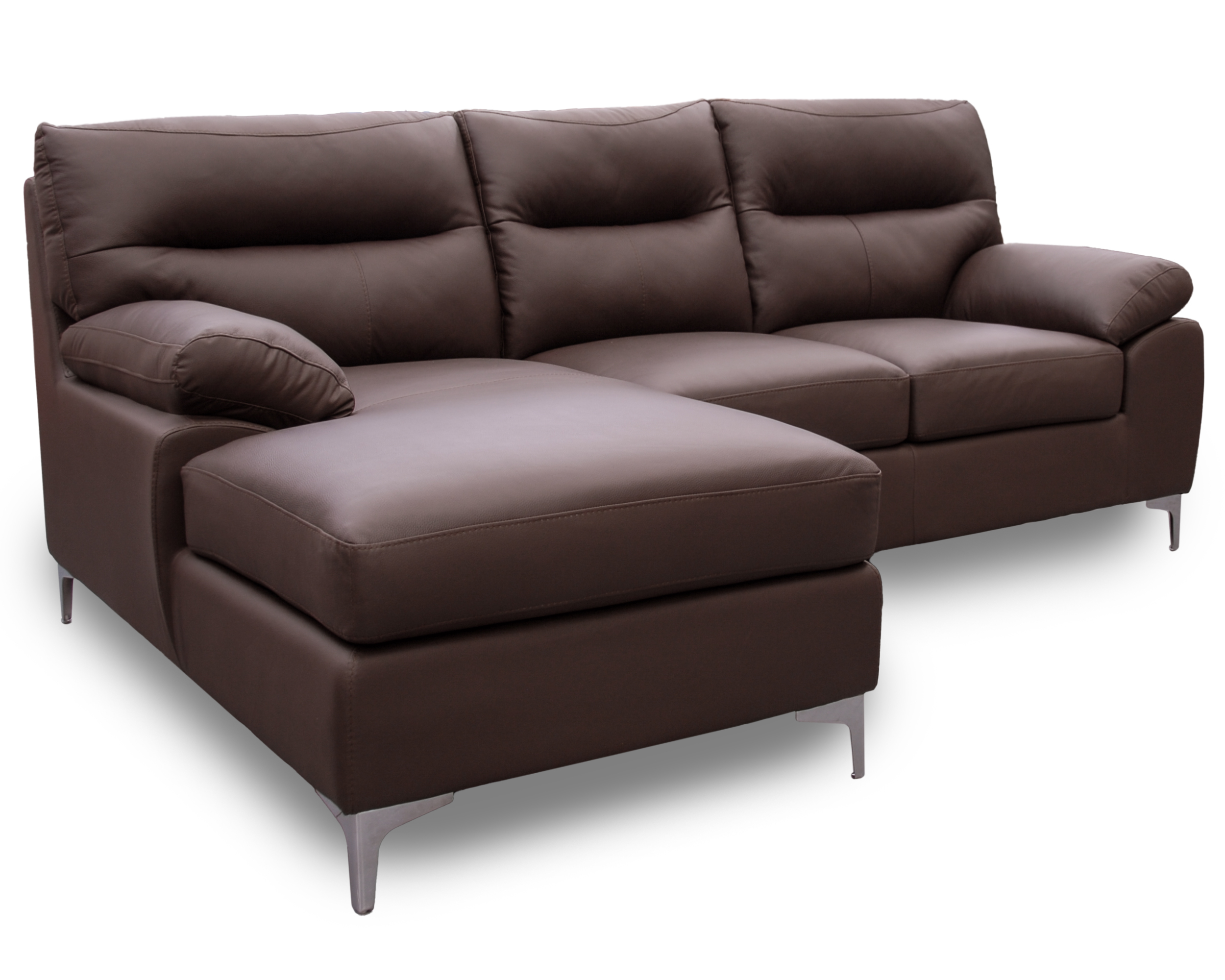 Sala de Piel Genuina Esquinera Izquierda Sofa y Cheise Isabela Color Chocolate- ConfortoPiel