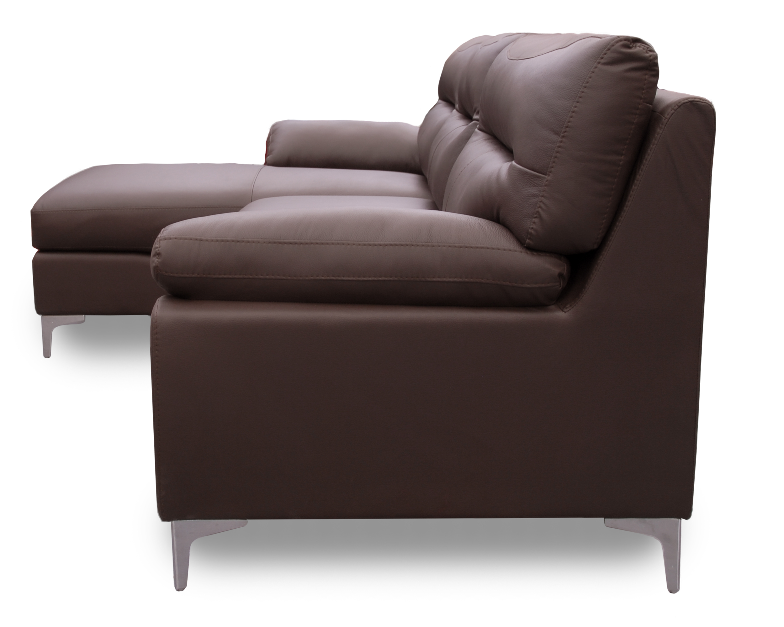 Sala de Piel Genuina Esquinera Izquierda Sofa y Cheise Isabela Color Chocolate- ConfortoPiel
