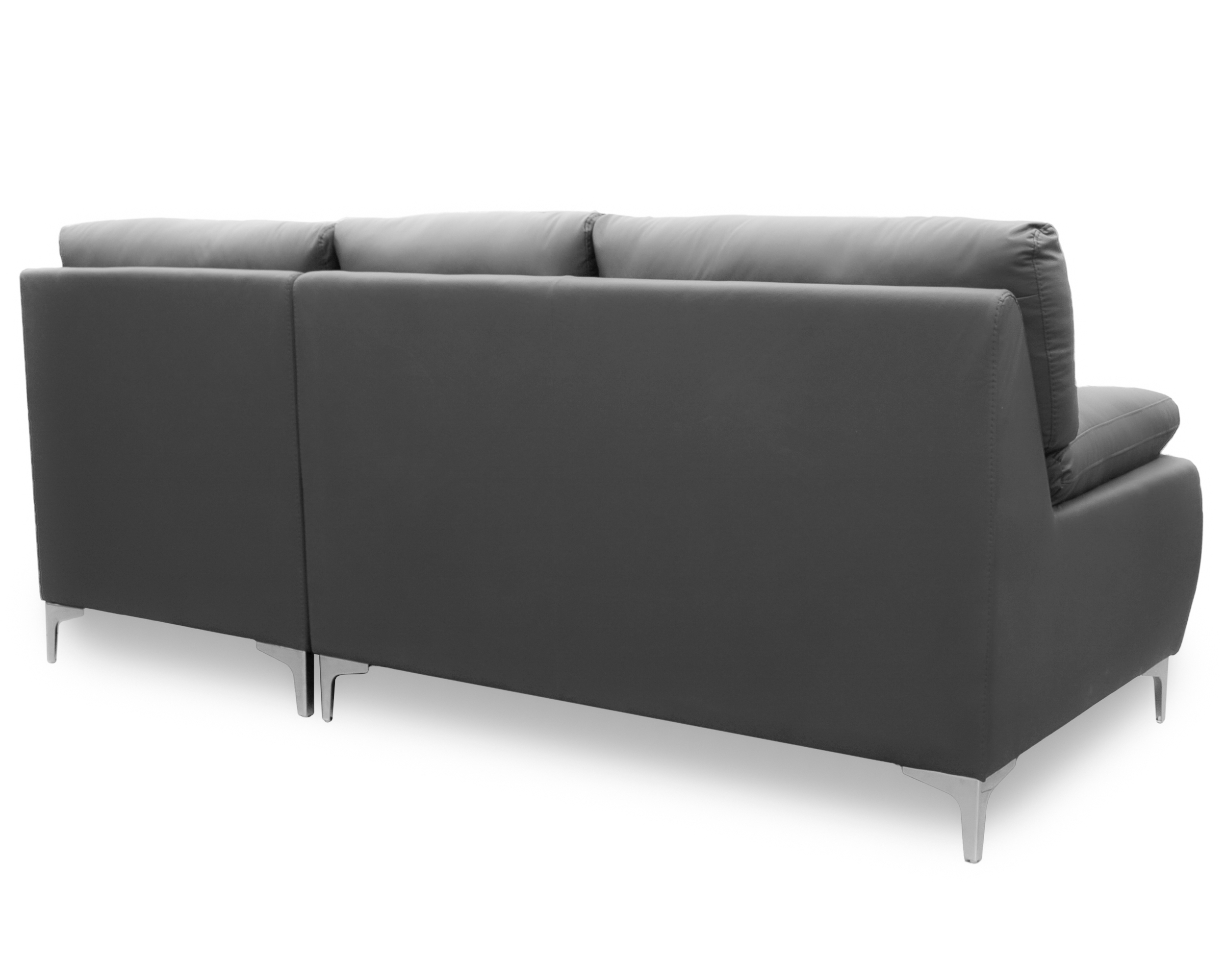 Sala de Piel Genuina Esquinera Derecha Sofa y Cheise Isabela Color Gris Oxford - ConfortoPiel