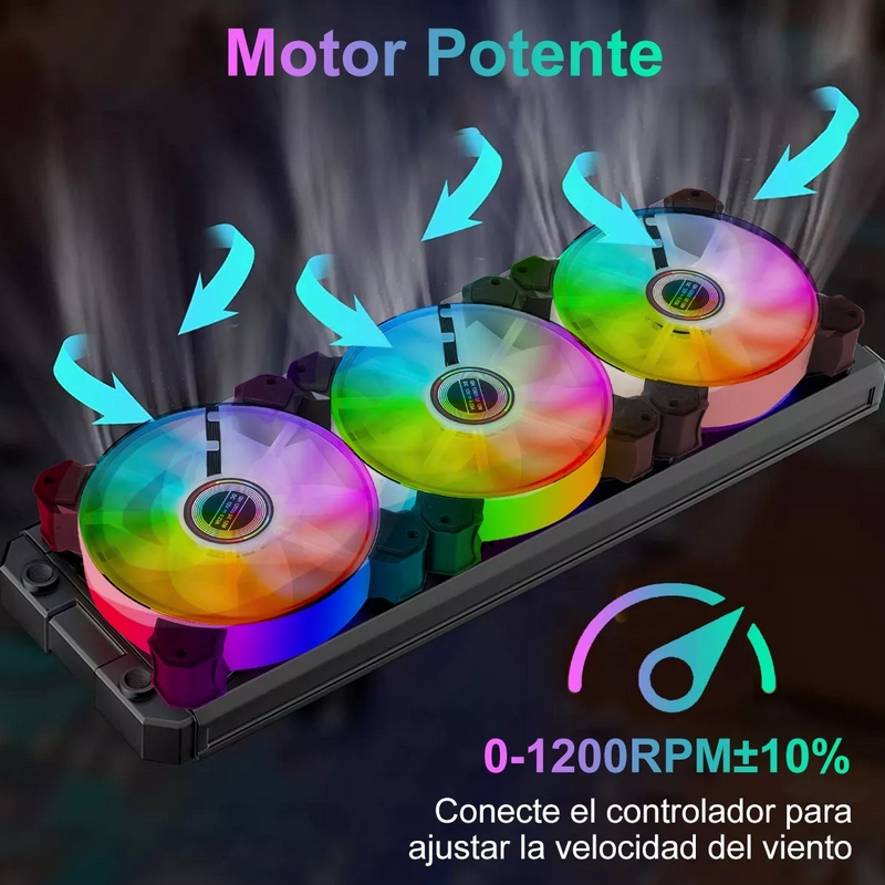 Kit De 3 Ventiladores Pc Gamer 120mm 1200rpm Disipador Rgb.