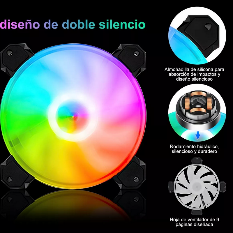 Kit De 3 Ventiladores Pc Gamer 120mm 1200rpm Disipador Rgb.