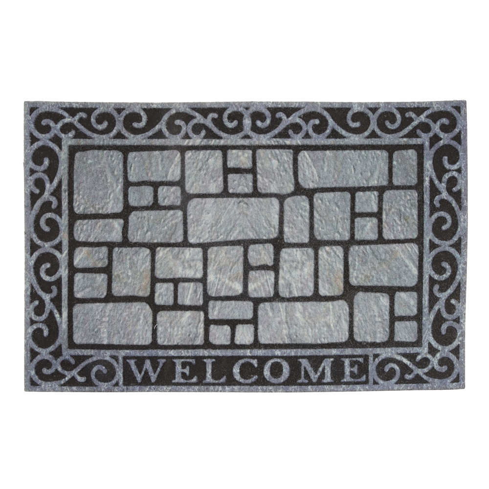 Tapete De Entrada Puerta Decorativo Palabra Welcome Diseño Rectangular 60x40cm 