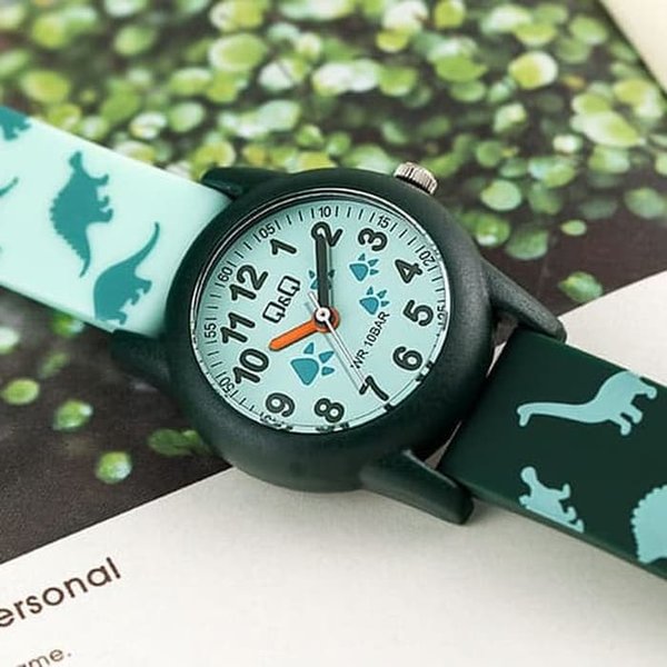 Reloj Infantil Para Niño Q & Q Dinosaurios Análogo Vr99j010y