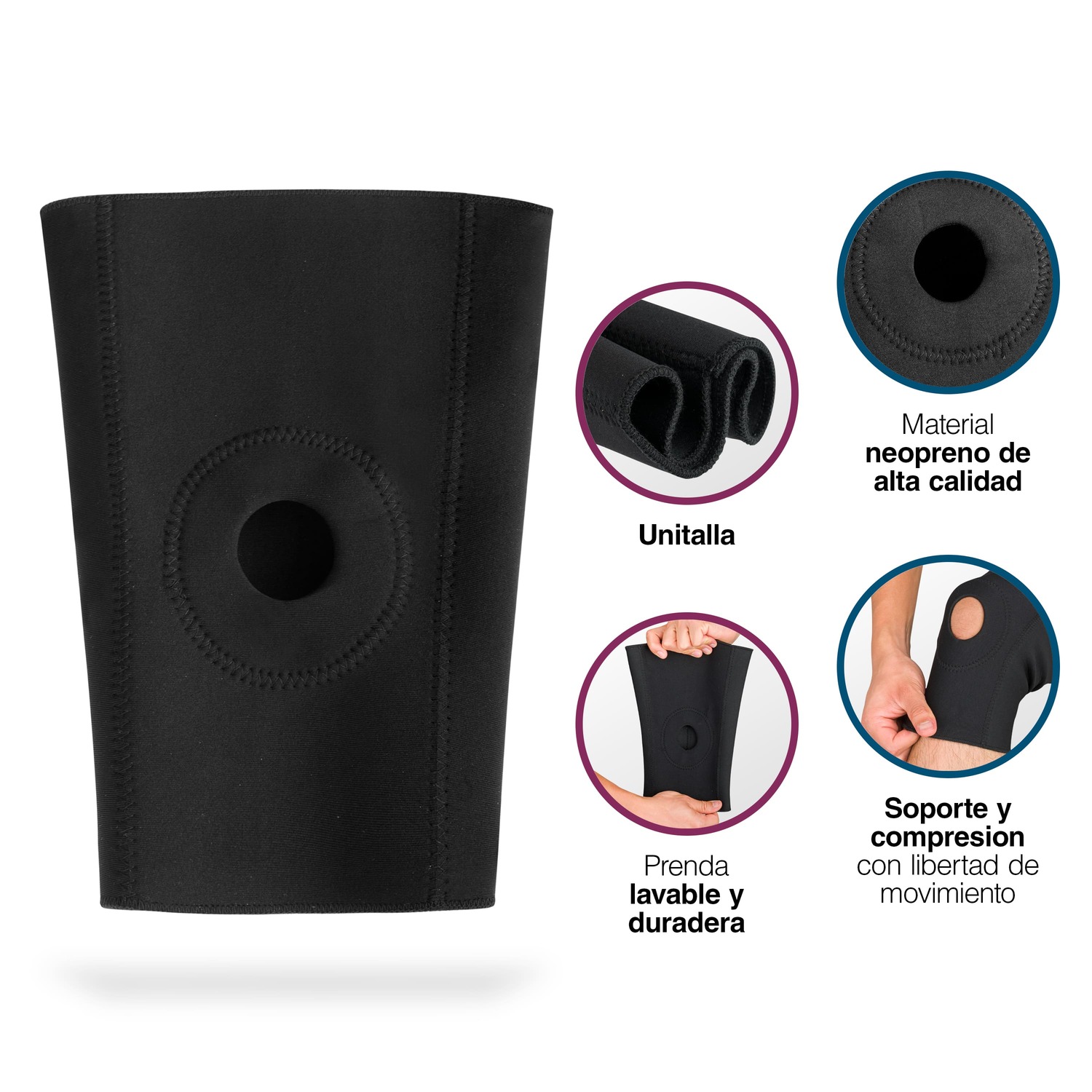 Rodillera Cerrada De Neopreno Para Soporte Y Compresión