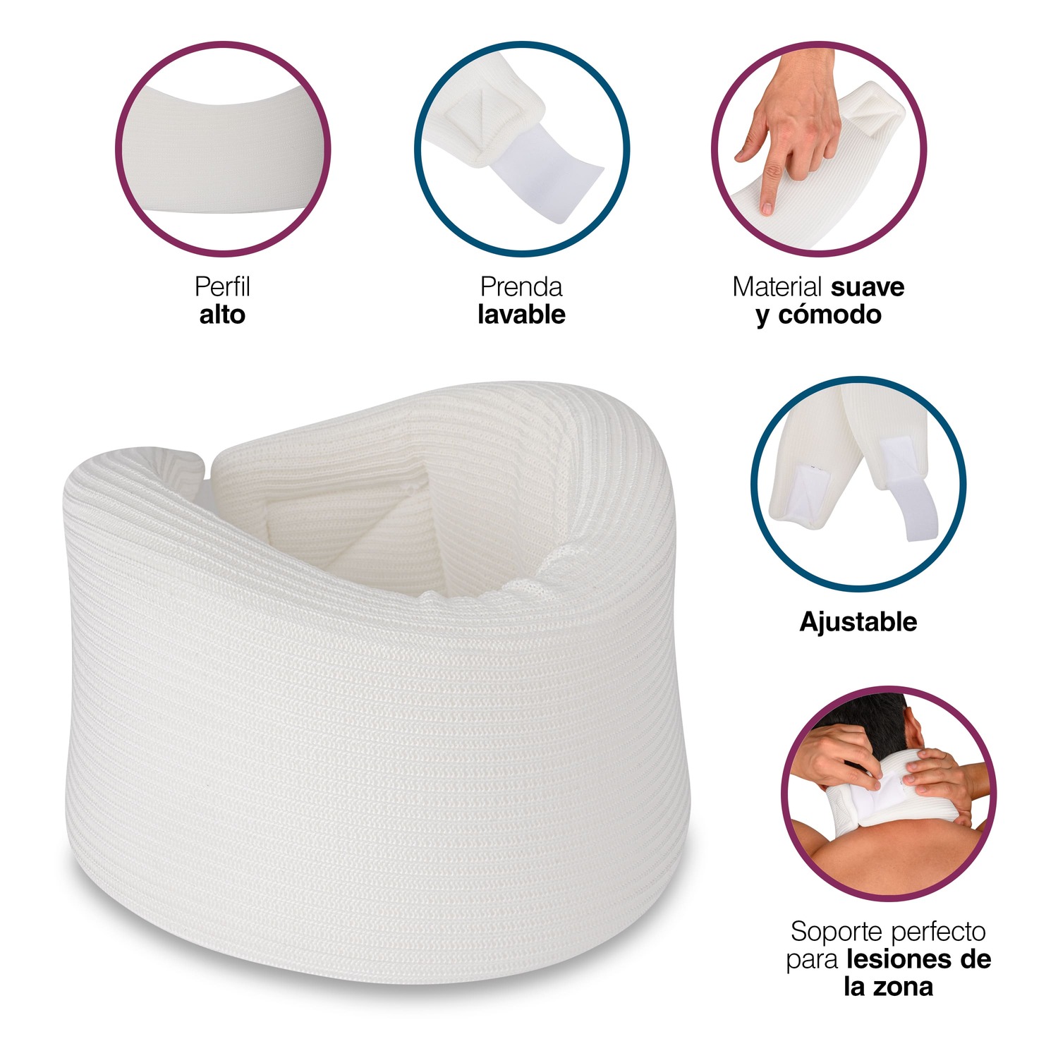 Collarin Cervical Blando Perfil Alto Cómodo Y Ajustable
