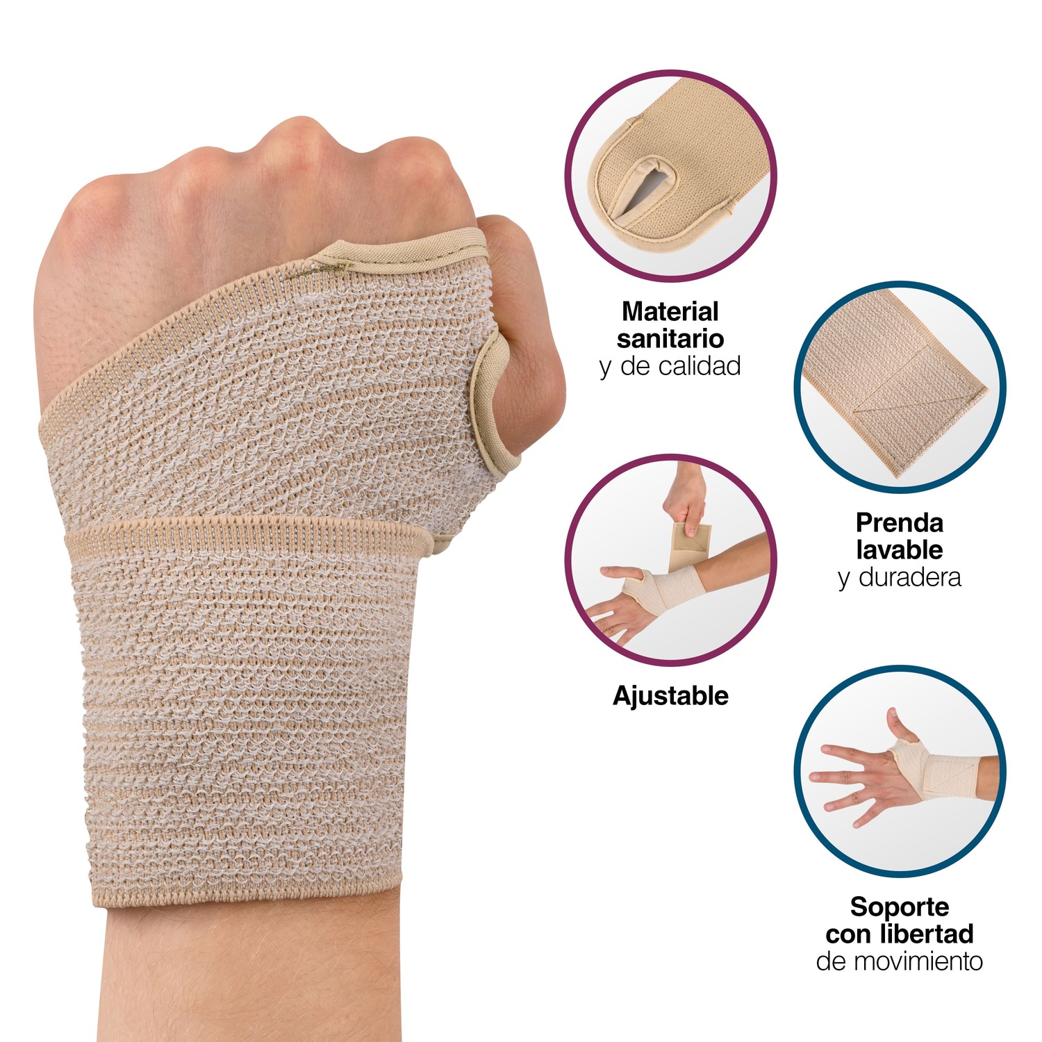 Munequera Con Soporte Pulgar Para Esguince Marca Barrere