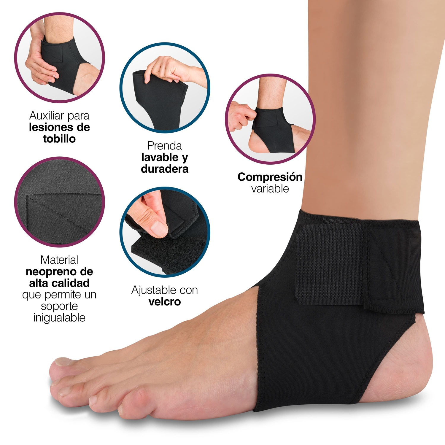 Tobillera Elástica De Neopreno Ajustable Y Cómoda  Barrere