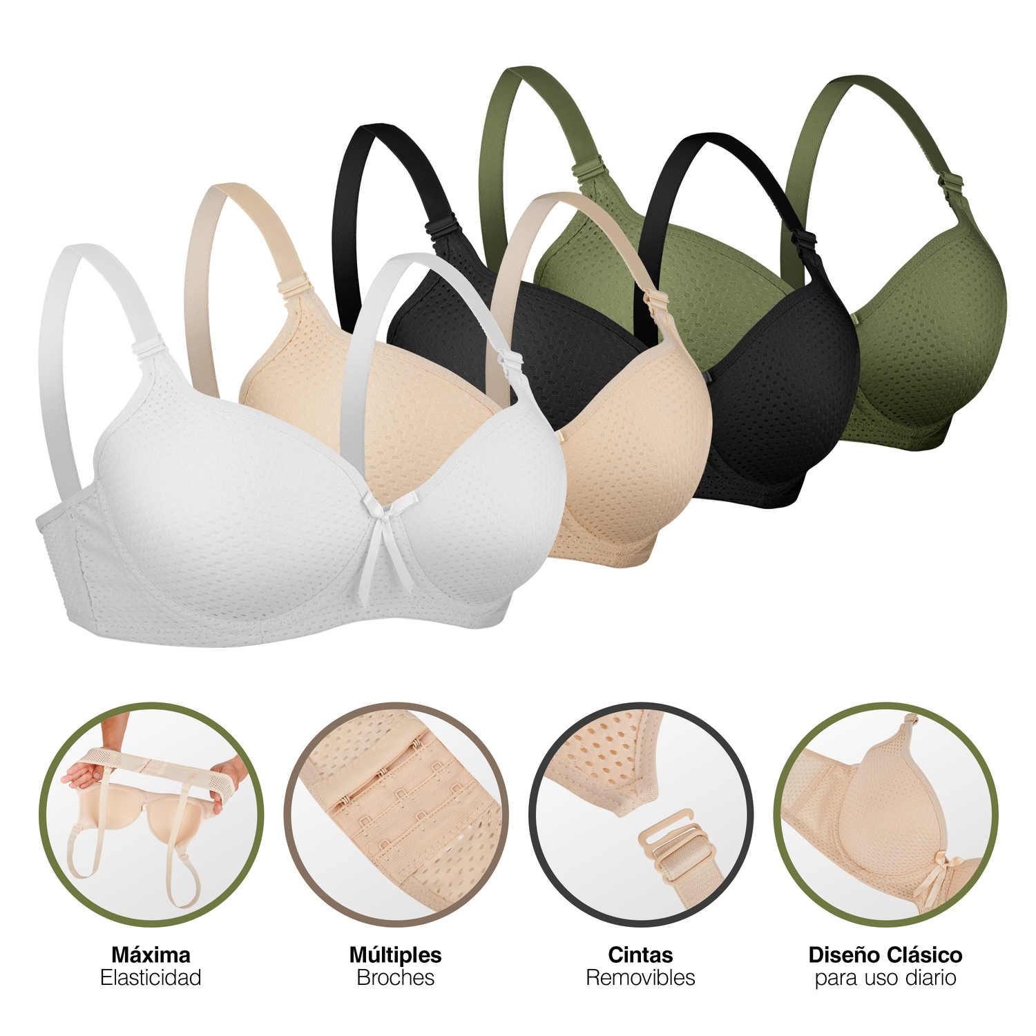 Brasier Paquete 4 Piezas Diseño Clásico Variedad De Colores