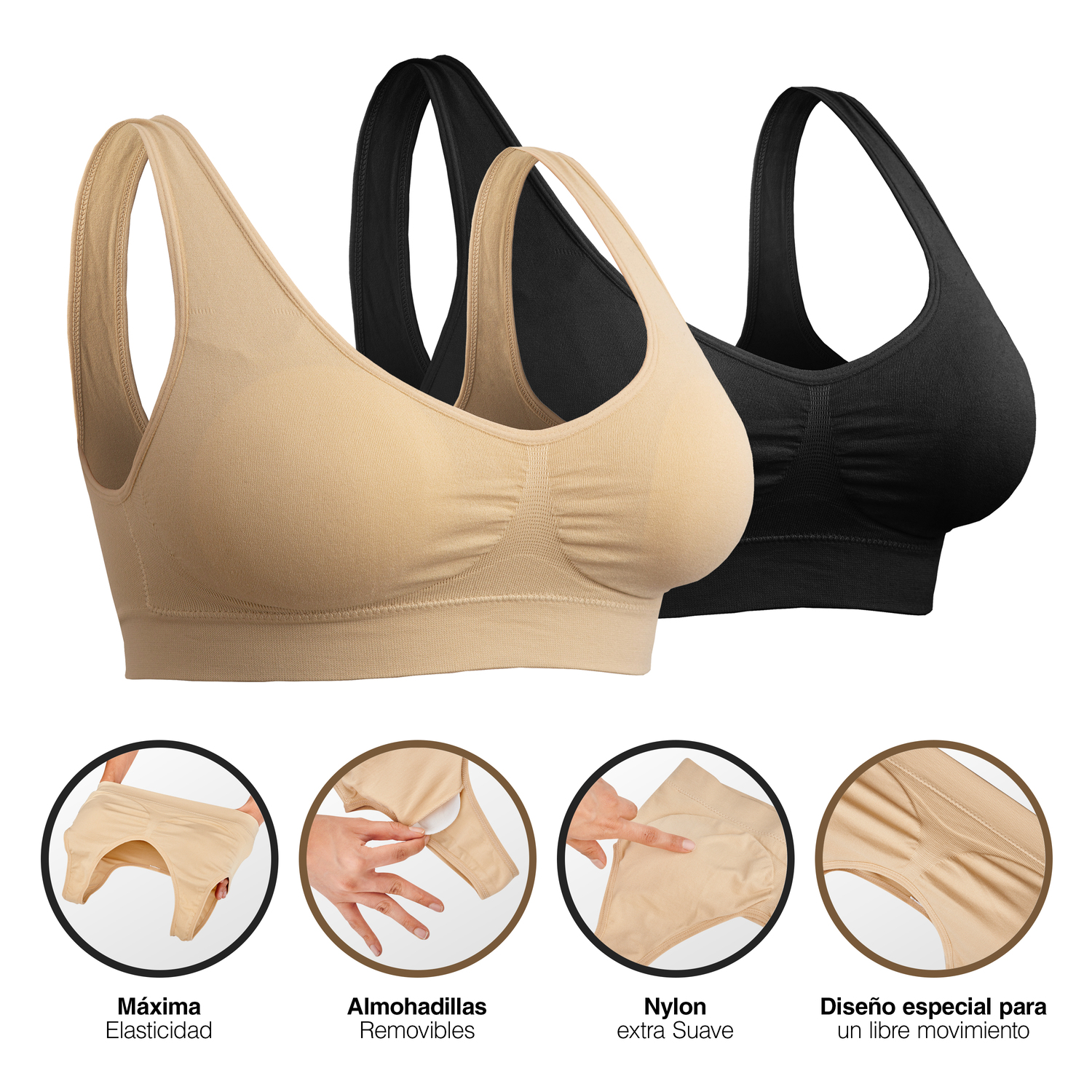 Brasier Paquete 2 Piezas Sin Varillas Sin Costuras Sport