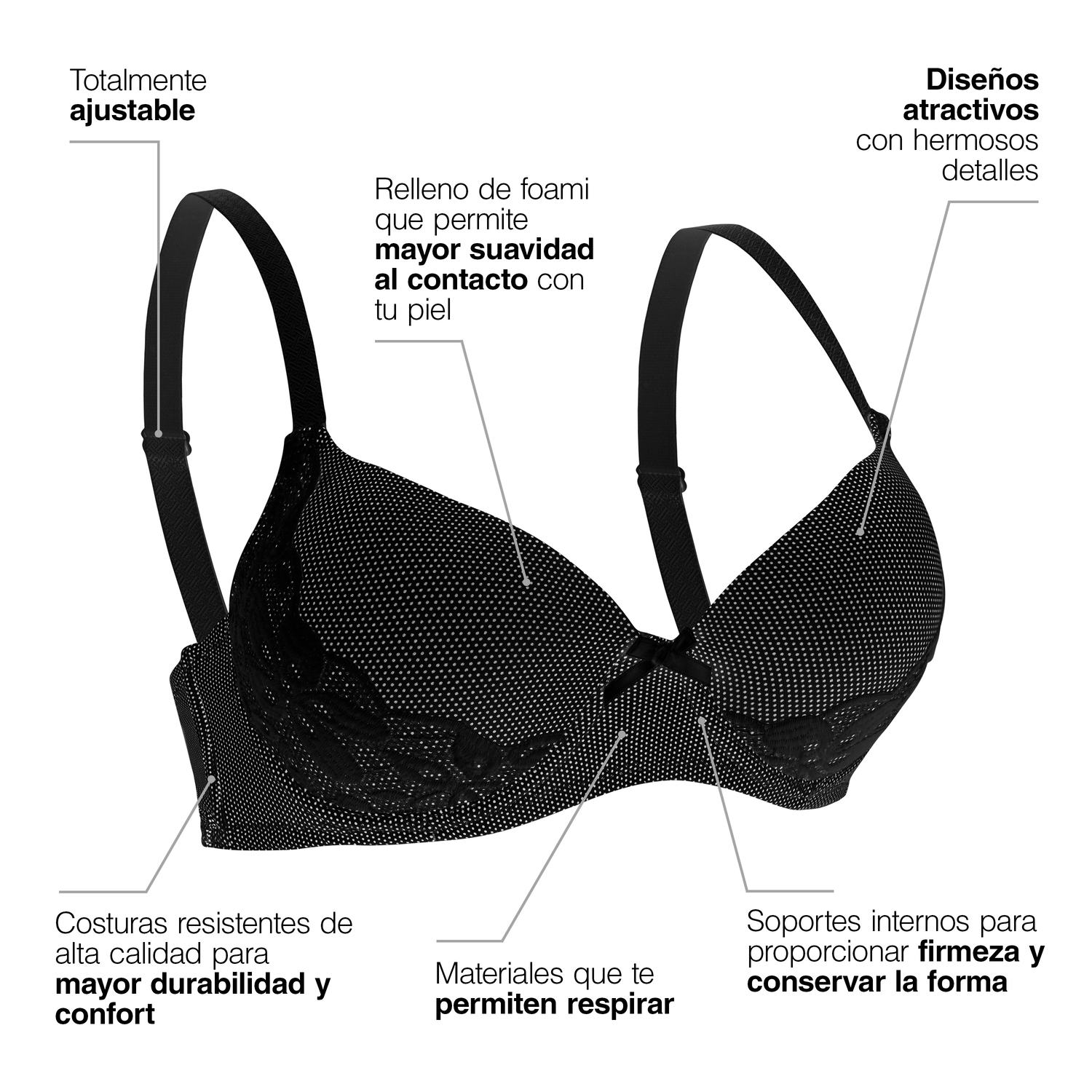 Brasier Paquete De 2 Piezas Diseño Super Sexy Con Relleno