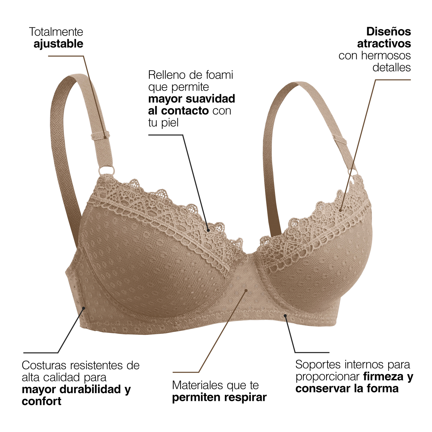 Brasier Paquete 2 Piezas Lencería Encaje Sexy Con Varilla