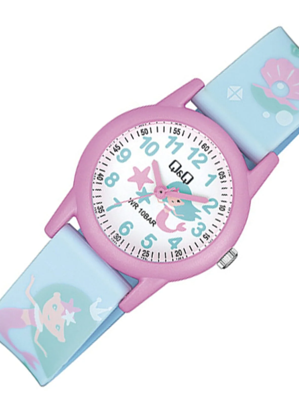 Reloj Infantil Para Niña Q & Q Sirena Análogo Vr99j012y
