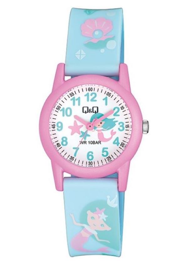 Reloj Infantil Para Niña Q & Q Sirena Análogo Vr99j012y